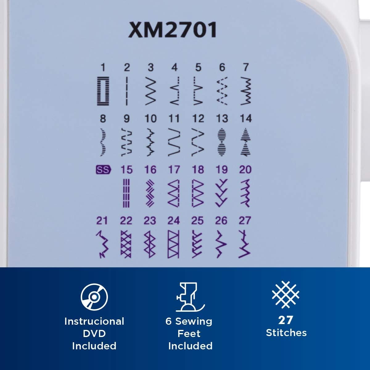Brother XM2701 27-Stitch Sewing Machine with Hard Plastic Storage Case - Portable Sewing Machine for Beginners, Quilting, Dressmaking & Home DIY Projects