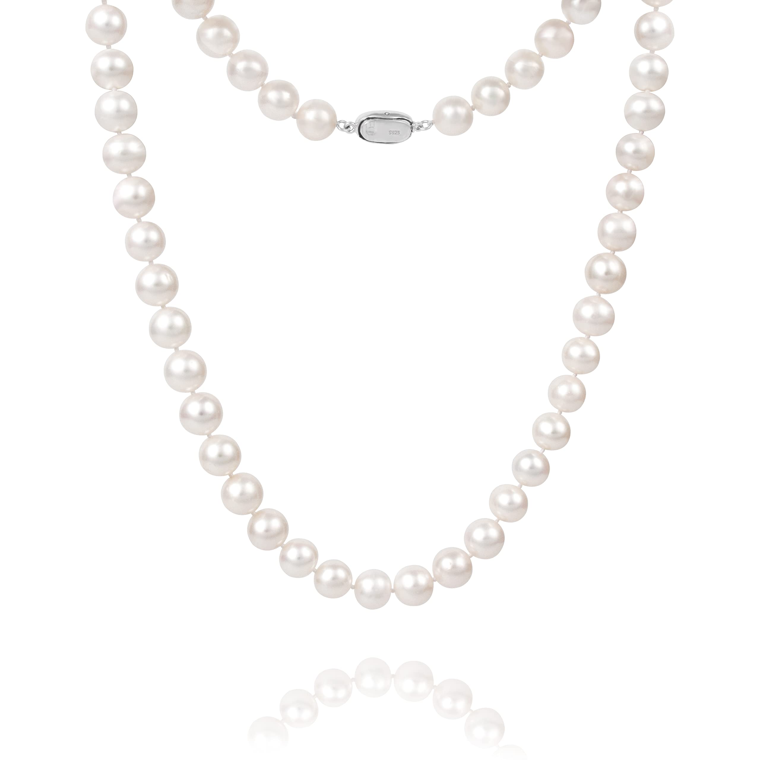 AAAAA Quality Freshwater Cultured Pearl Necklace for Women - Genuine Real Pearl Strand, Elegant Fine Jewelry Gift for Her - Perfect for Weddings, Parties & Special Occasions