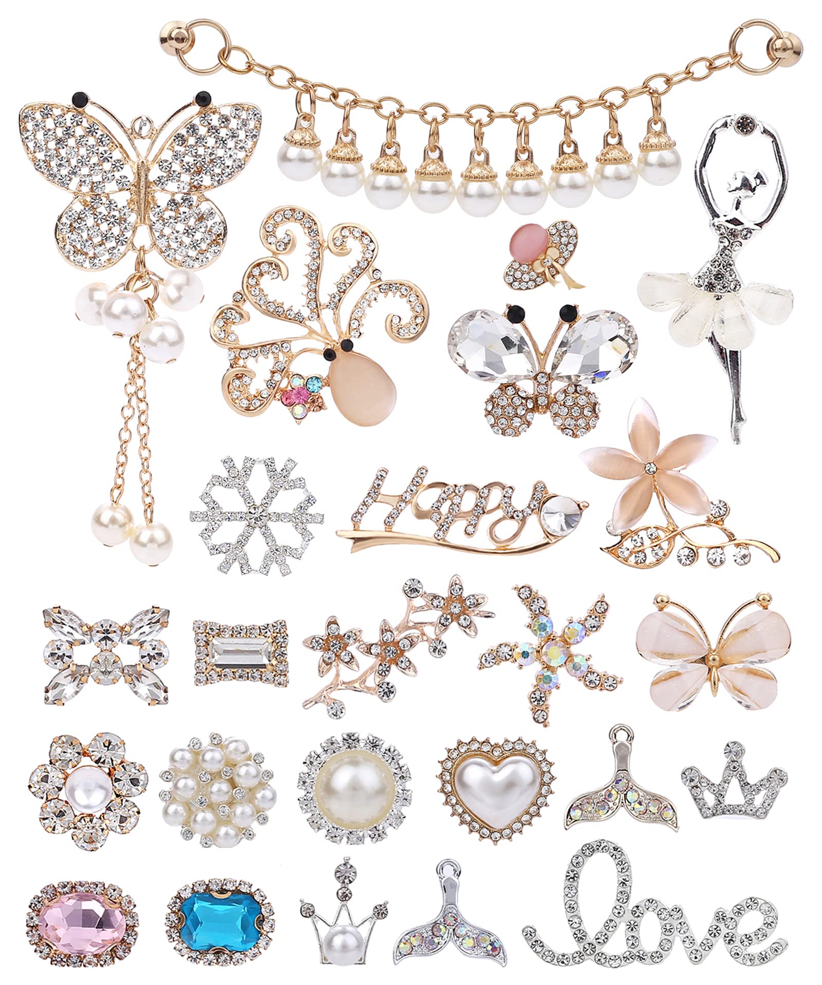 MOBUR 15-25 Pcs Shoe Charms for Clogs & Sandals - Fashion Crystal Diamond Decorations for Women - Perfect for Birthday Gifts & Party Accessories - Great for Weddings, Beach Outfits & Summer Fashion