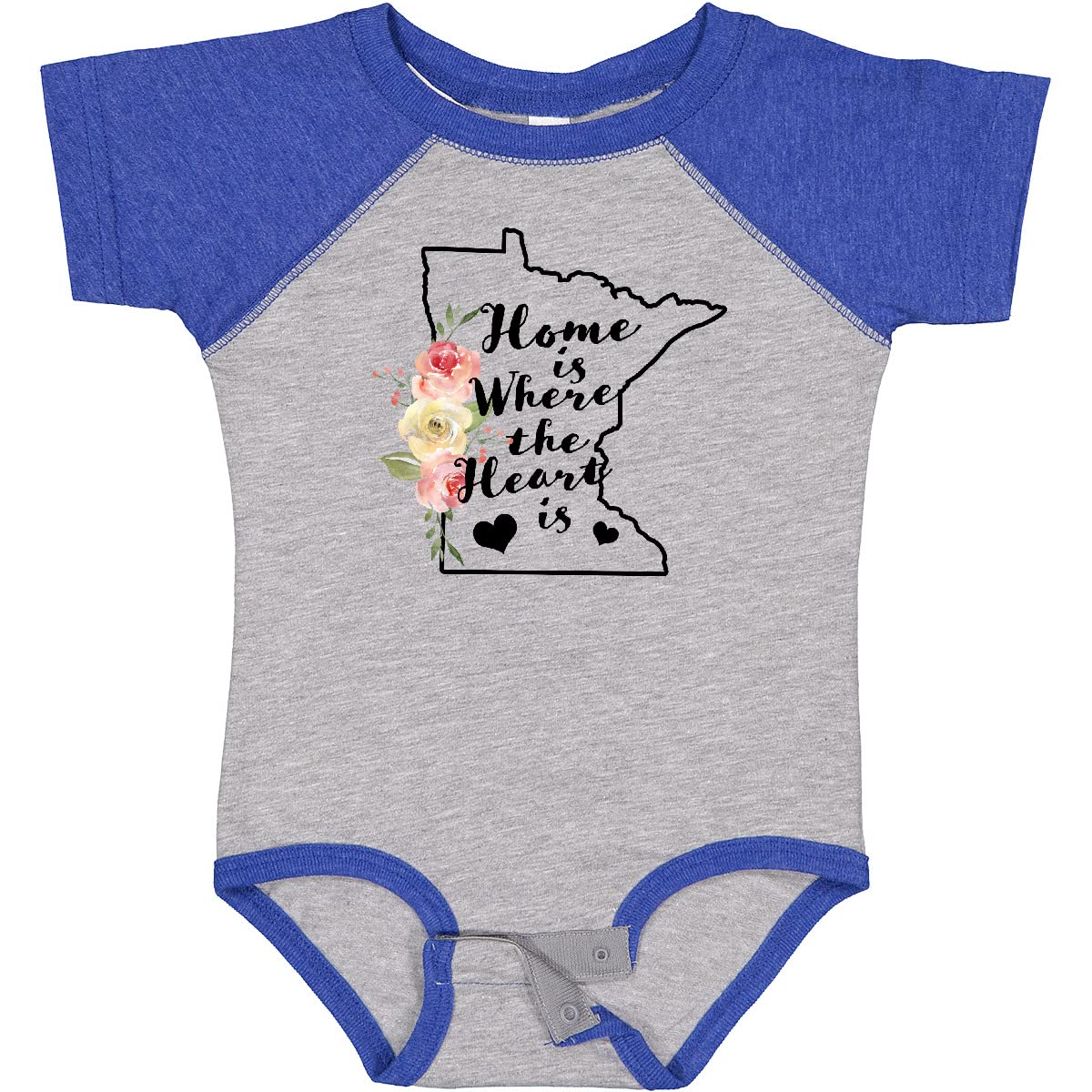 Inktastic Minnesota Home is Where The Heart is Watercolor Baby Bodysuit - Soft Cotton Infant Onesie for Newborns, Baby Shower Gifts & Family Photo Outfits
