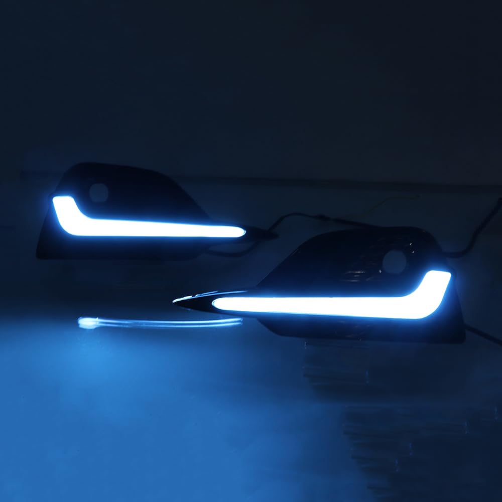 3 Color LED DRL Daytime Running Lights with Dynamic Sequential Turn Signal for Nissan Rogue Sport 2020-2022 & Qashqai 2017-2022 - Front Fog Lamp Bezel Replacement - Perfect for Night Driving and Enhanced Visibility
