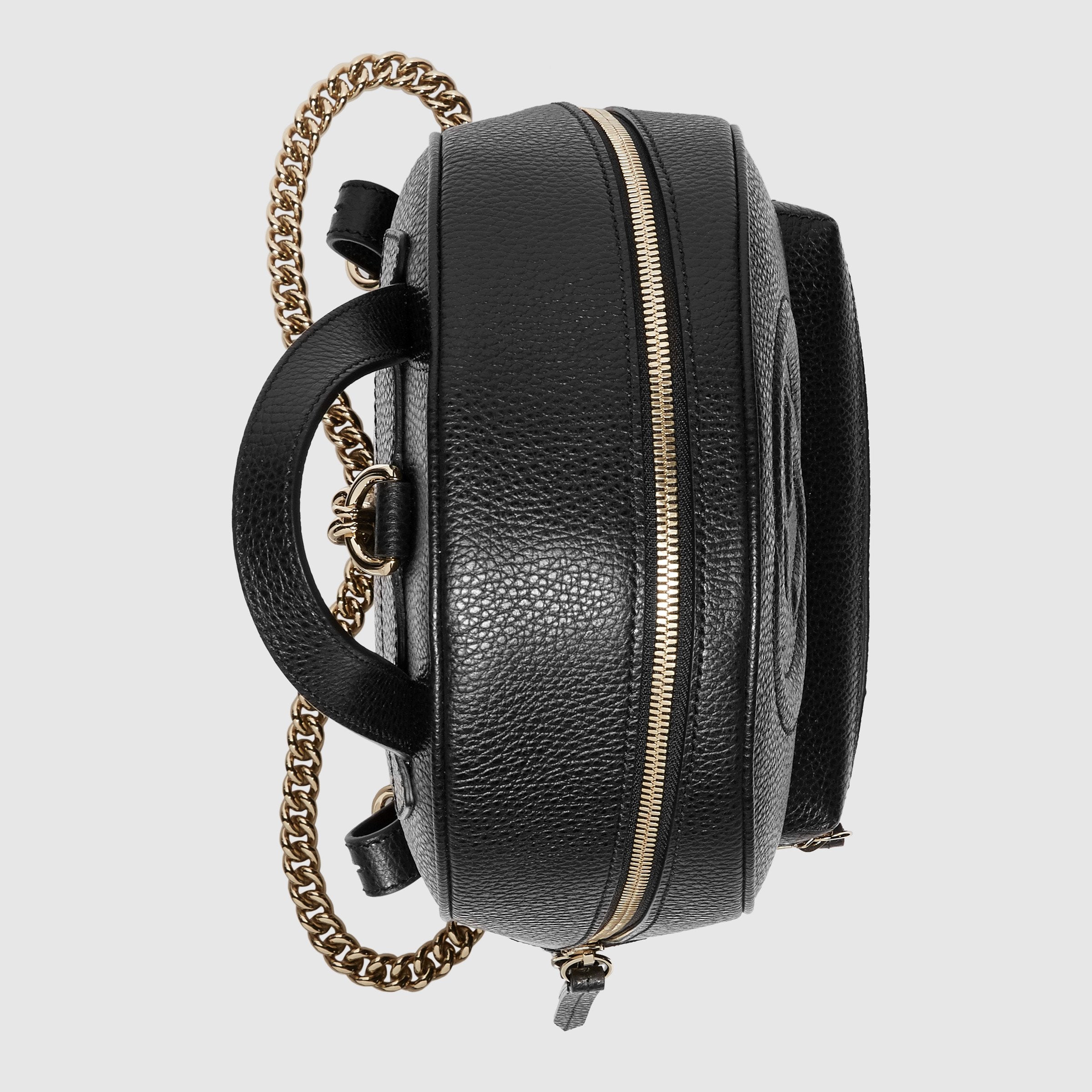 Gucci Soho Leather Chain Backpack for Women - Black Genuine Leather Designer Handbag - Perfect for Work, Travel & Everyday Use