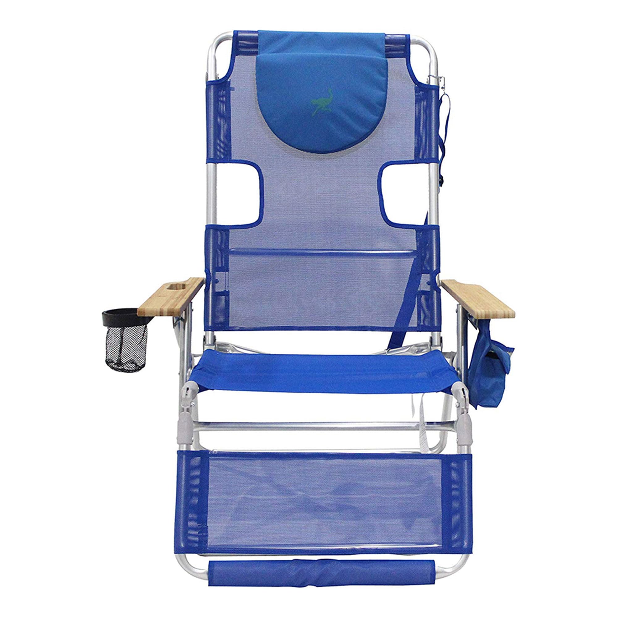 Ostrich Altitude 3-in-1 Lightweight Reclining Lounge Chair with Footrest - Portable Outdoor Beach Lawn Chair for Patio, Balcony, Backyard & Porch (Blue Stripe) - Perfect for Sunbathing, Camping & Relaxing in Your Garden