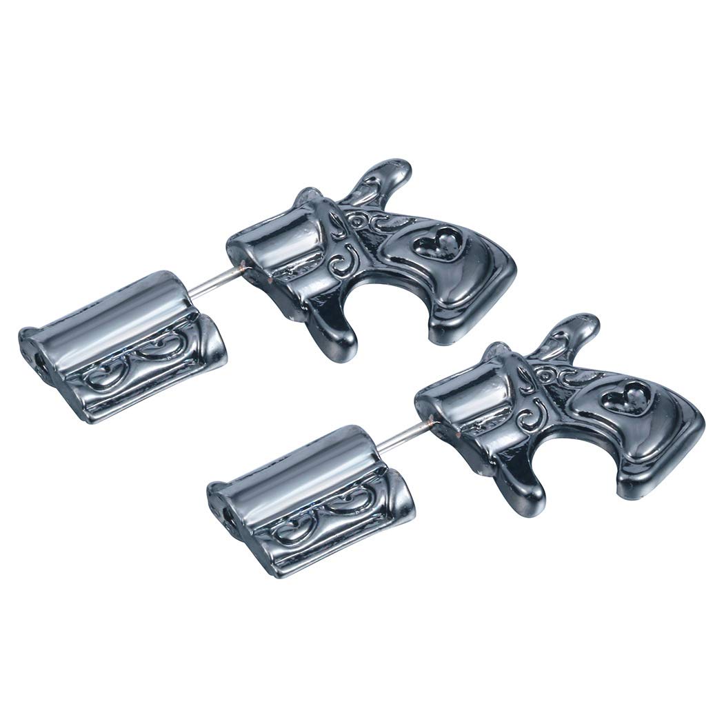 Vintage 3D Gun Revolver Pistol Stud Earrings for Men & Women - Punk Gothic Unisex Pierced Ear Jewelry - Cool Accessories for Teens, Halloween Costumes & Rock Concerts