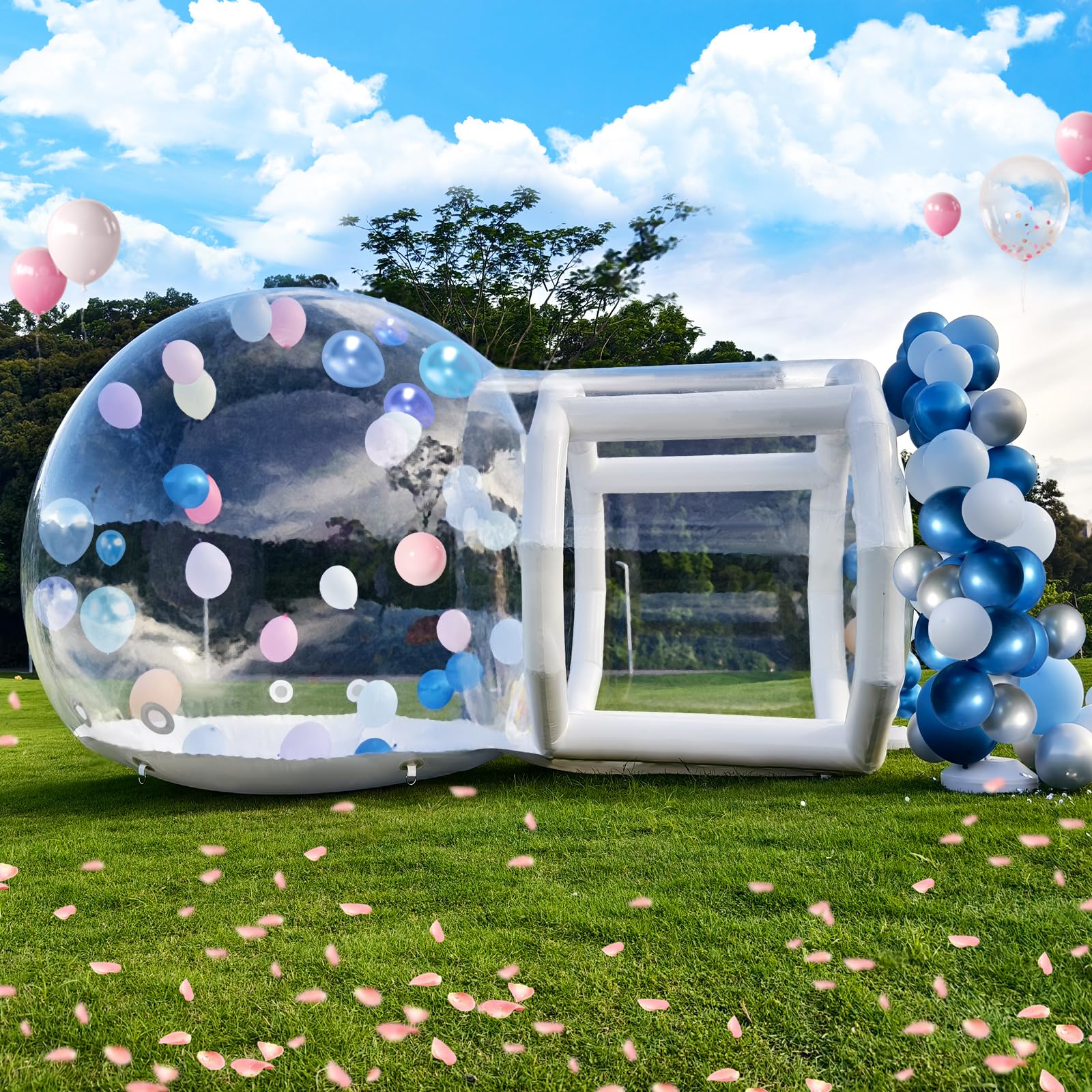 10FT Inflatable Bubble House Dome - Clear PVC Bubble Balloon Tent with Tunnel & 600W Air Pump | Transparent Inflatable Playhouse for Kids, Outdoor Parties, Backyard Decorations, Camping & Garden Fun