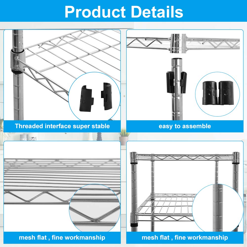 BLKMTY 5-Tier Heavy Duty Metal Wire Shelving Unit - NSF Certified Adjustable Garage Storage Shelf 14