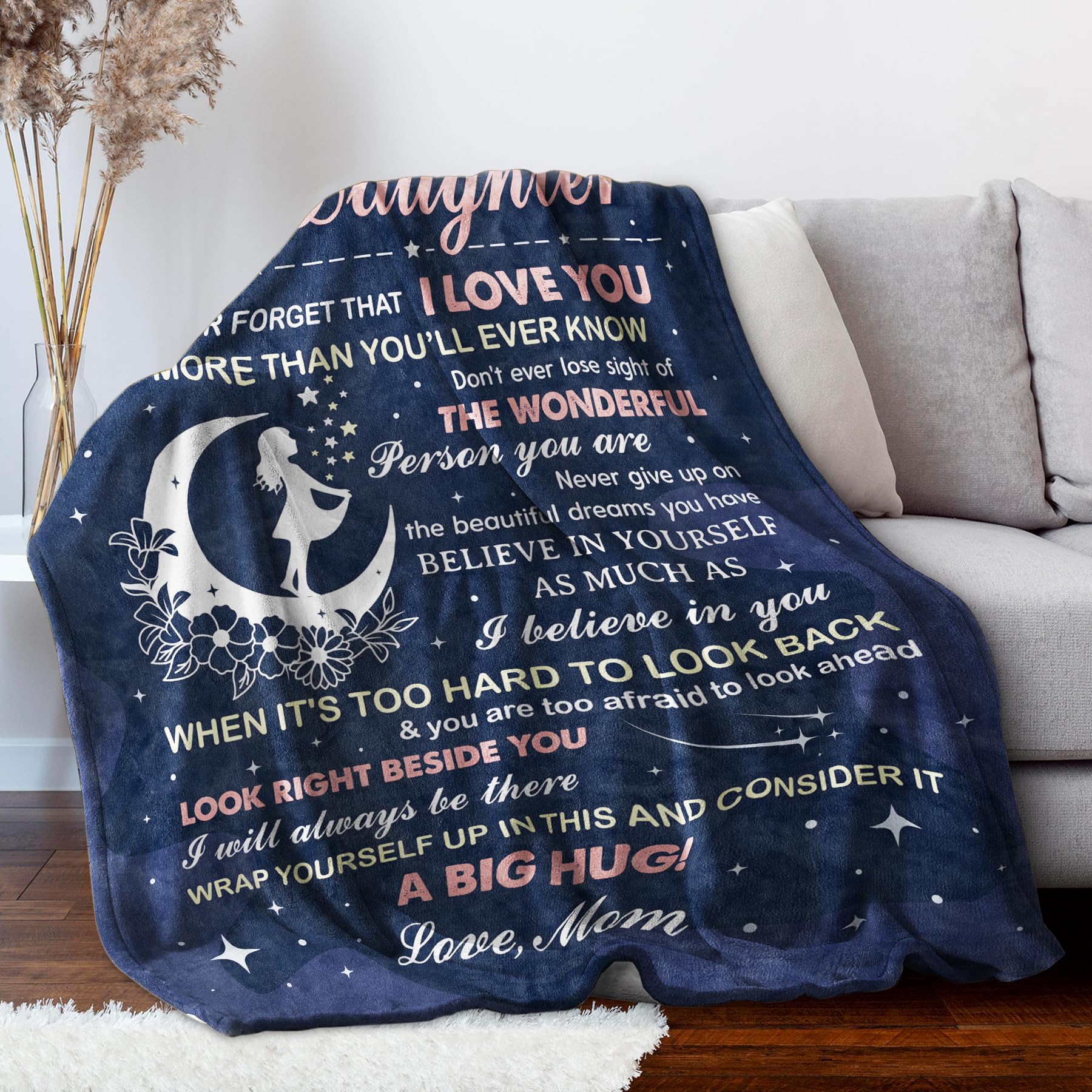 SteadStyle Cozy Fleece Blanket - Heartwarming Gift for Daughter from Mom | Birthday, Mother's Day, Graduation, Wedding & Christmas Present | Perfect for Snuggling, Relaxing & Home Decor