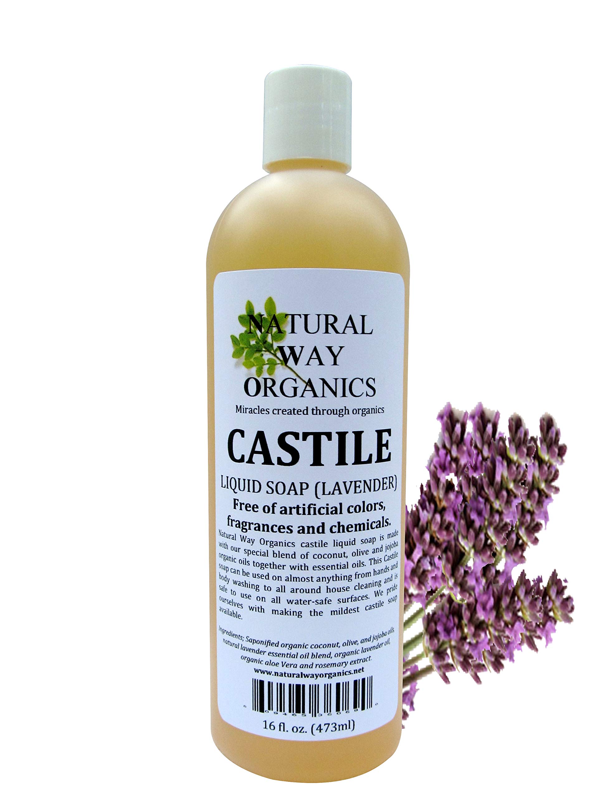 Organic Lavender Castile Soap - 16 oz (473ml) - Pure & Natural Liquid Soap for Body, Face & Hair - Vegan, Cruelty-Free & Eco-Friendly - Perfect for Sensitive Skin, Baby Care & Household Cleaning