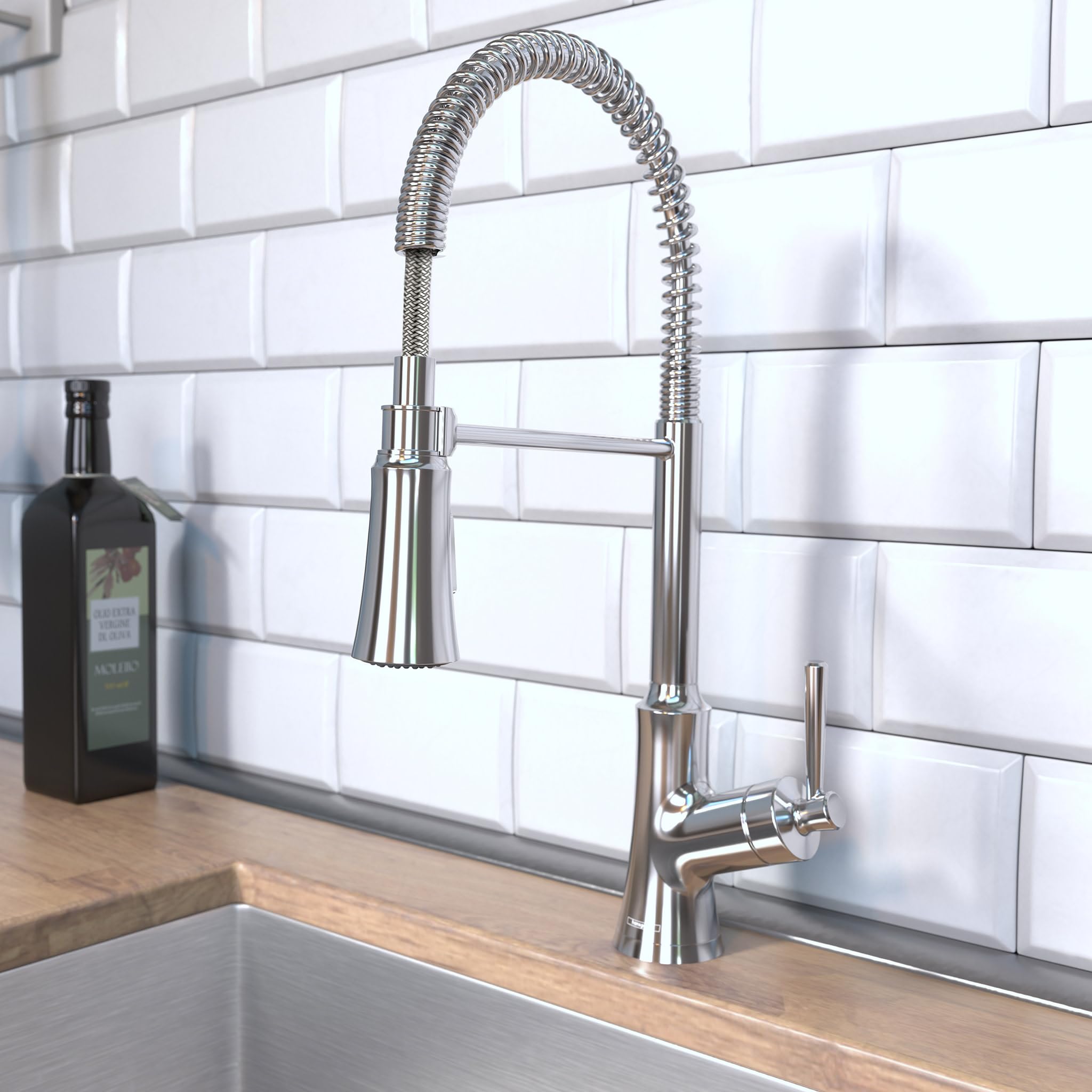 Hansgrohe Joleena Chrome Commercial Kitchen Faucet with Pull Down Sprayer - 19.3
