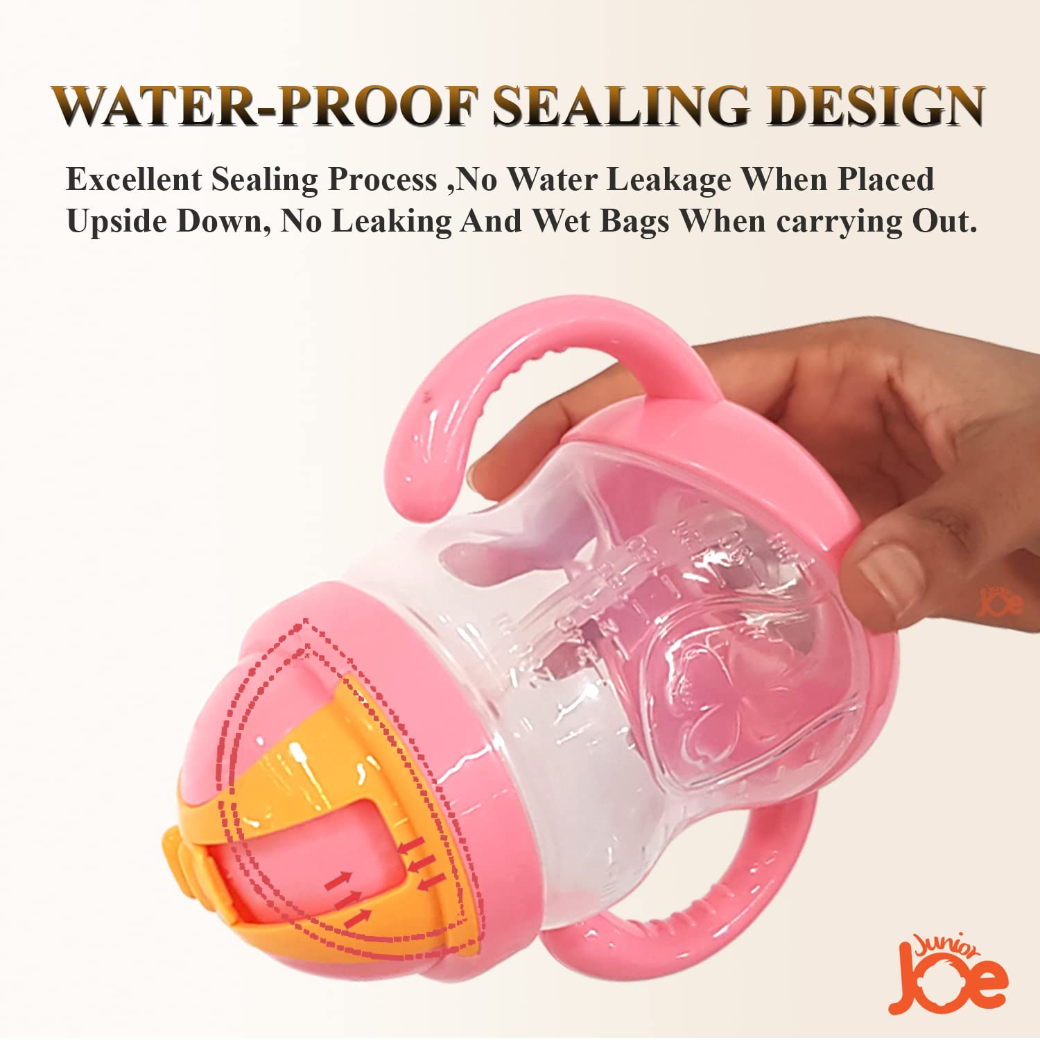 JUNIOR JOE Plastic Baby Straw Sipper Water Bottle - 280ml (Pink) | BPA-Free Leak-Proof Toddler Cup for Kids | Perfect for Daycare, Travel & On-the-Go Hydration
