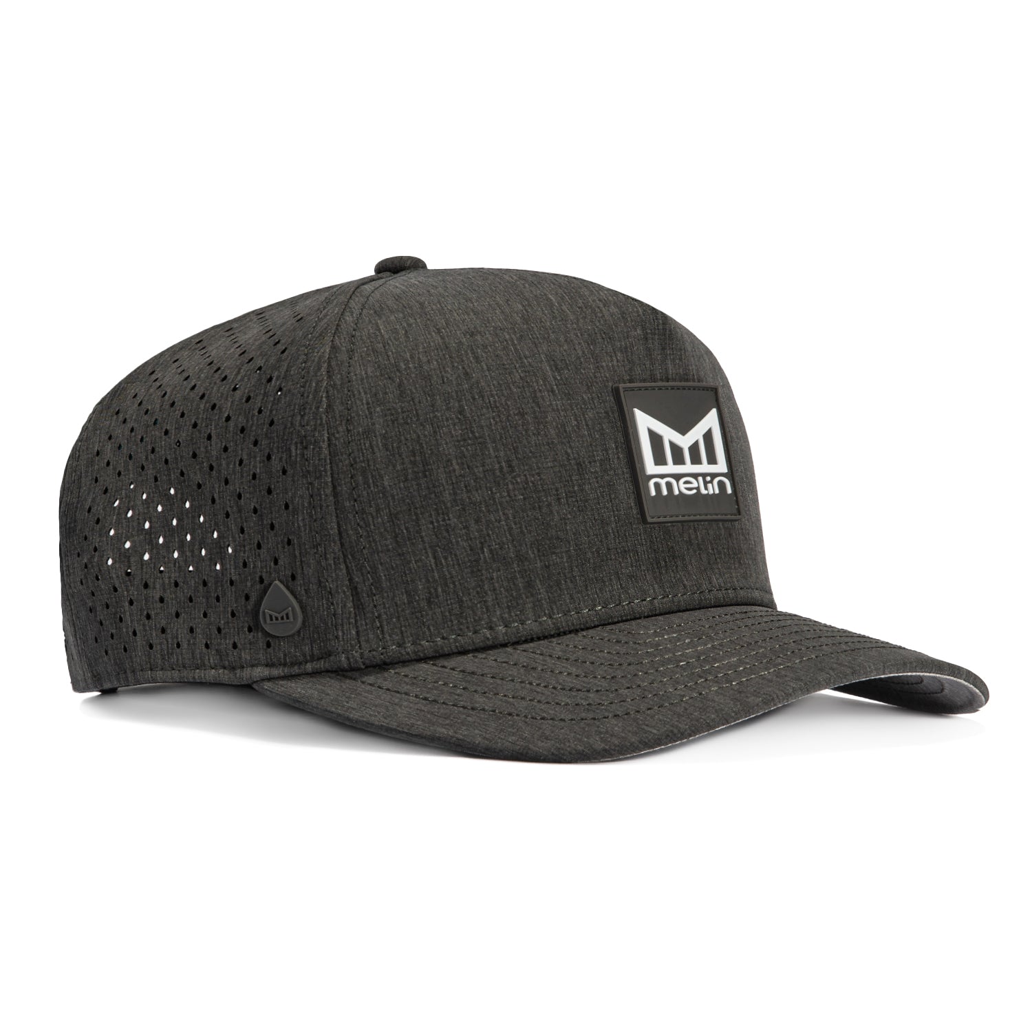 Melin Odyssey Stacked Hydro Snapback Hat - Charcoal Gray Adjustable Baseball Cap for Men & Women | Perfect for Outdoor Sports, Casual Wear & Street Fashion