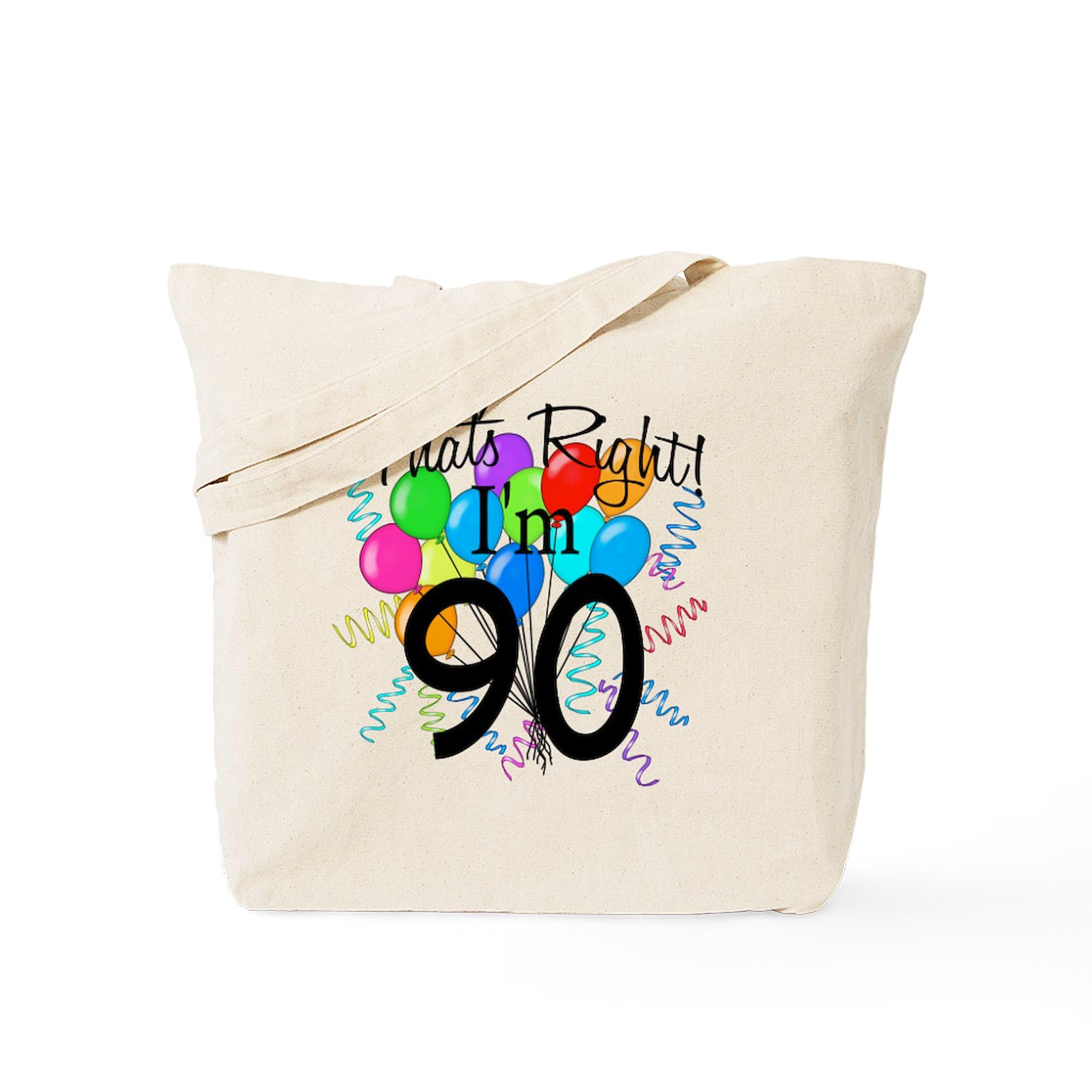 90th Birthday Tote Bag - Natural Canvas Reusable Shopping Bag for Groceries, Beach & Gifts | Personalized 90 Year Old Celebration Present