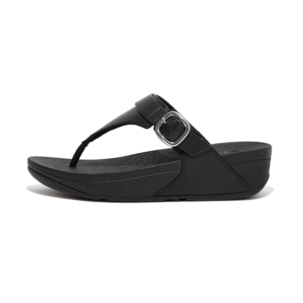FitFlop Lulu Adjustable Leather Sandals for Women - All Black Comfort Slides | Perfect for Beach, Pool, and Casual Summer Outfits