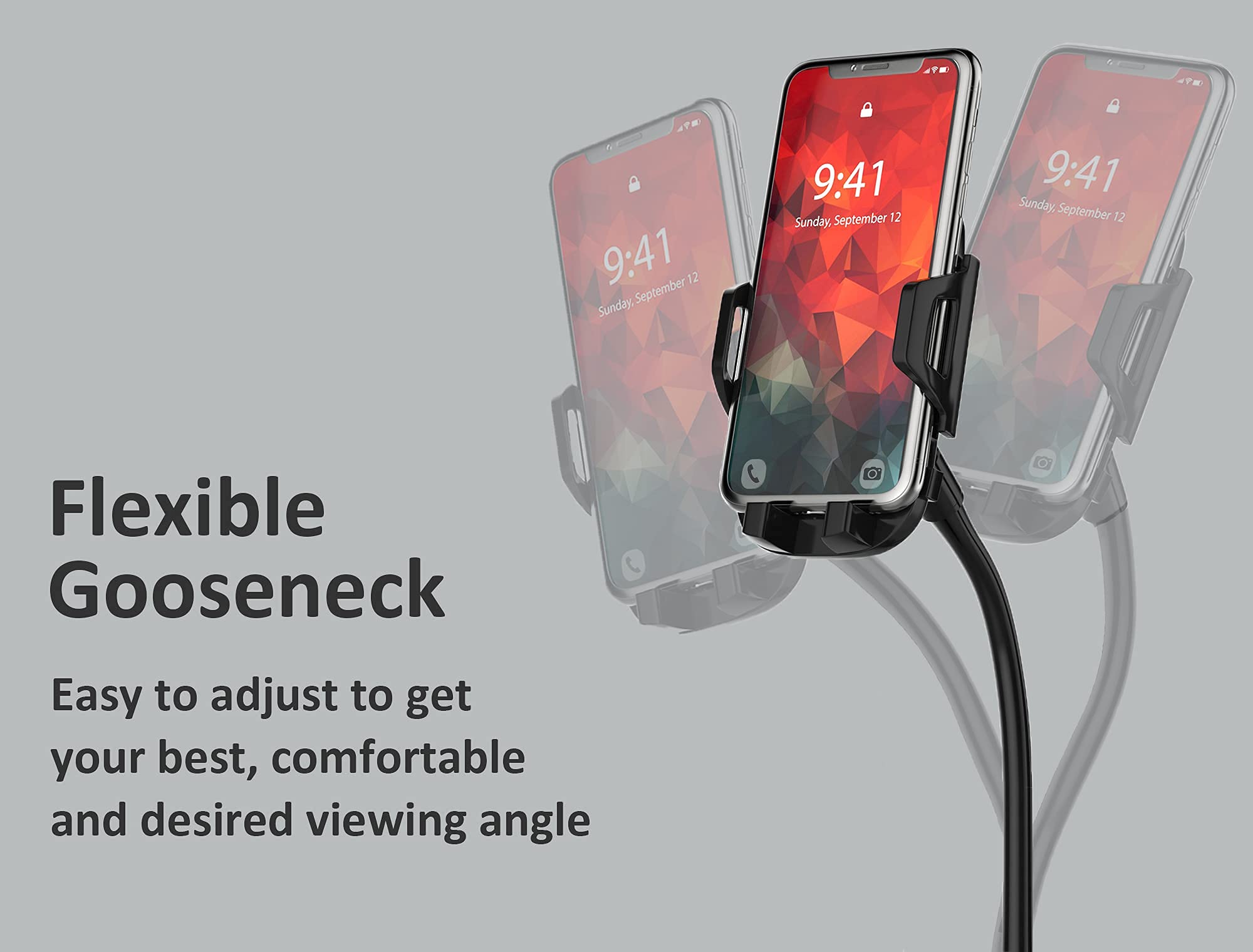 Dual Car Cup Holder Phone Mount - 360° Rotatable & Adjustable Long Flexible Neck - Universal Fit for 2 Phones (iPhone, Samsung, GPS) - Perfect for Road Trips, Uber/Lyft Drivers & Hands-Free Navigation