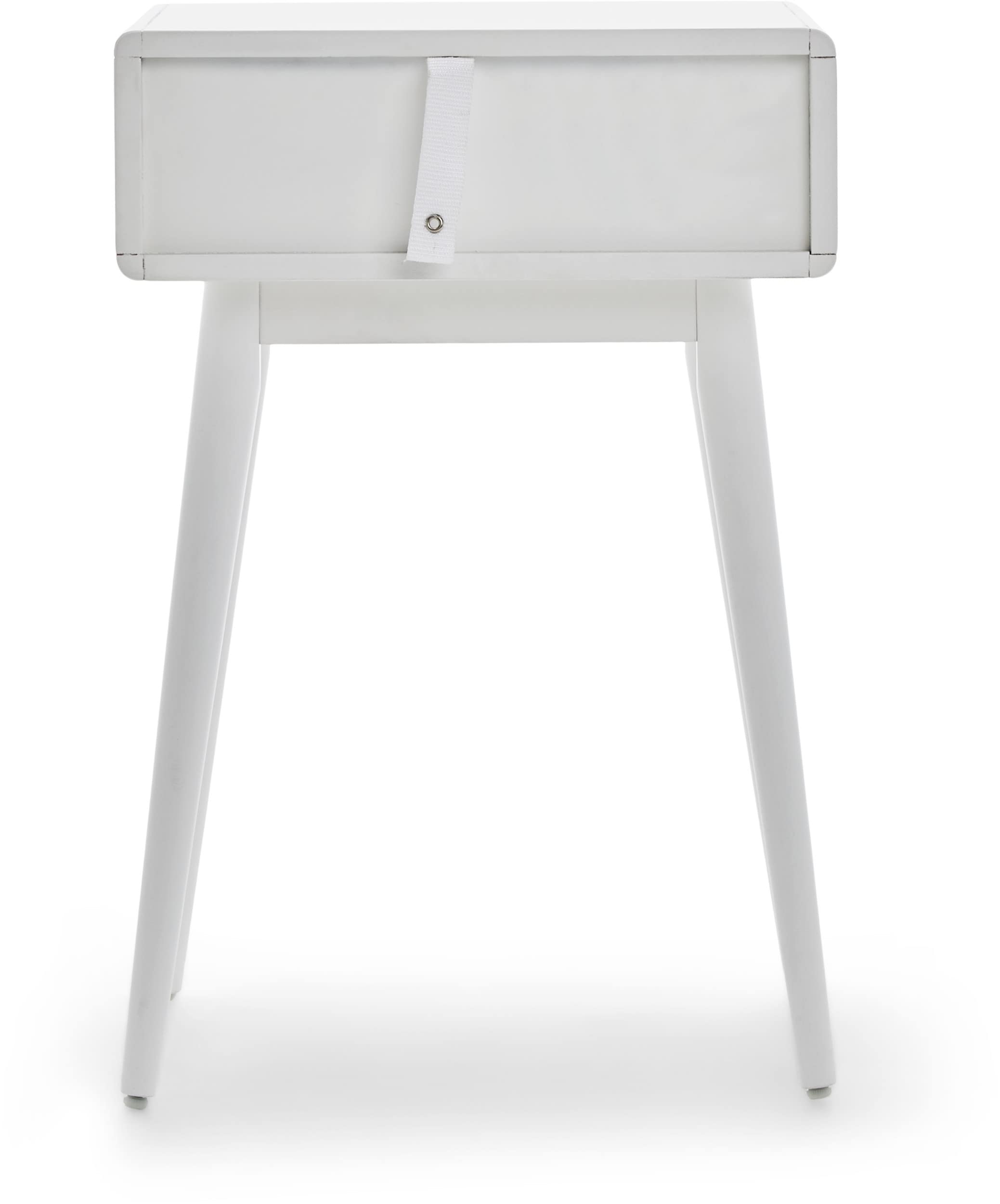 Elle Decor Rory White Side Table - Minimalist Mid-Century Nightstand for Bedroom & Living Room