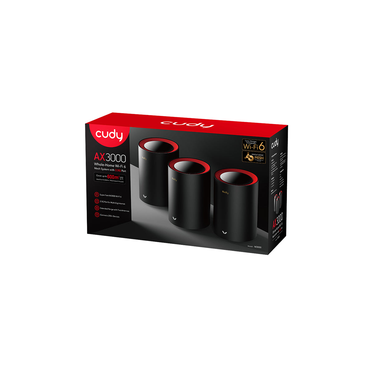 Cudy M3000 AX3000 Dual Band WiFi 6 Mesh Router (3-Pack) with 2.5G WAN Port - Whole Home Coverage for Gaming, Streaming & Smart Devices