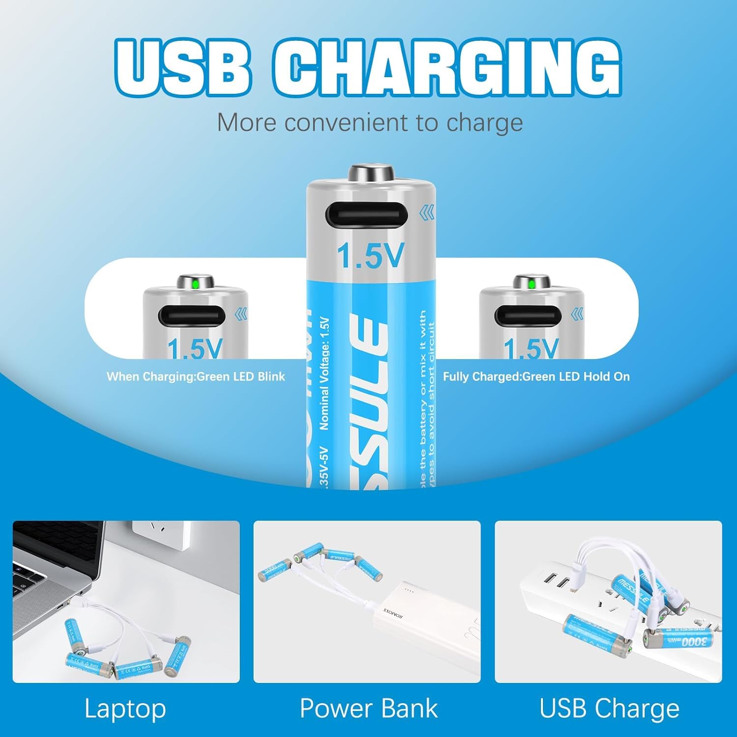 Premium Rechargeable AA AAA C D Batteries Combo Pack - 8 AA + 4 AAA + 2 C + 2 D Batteries with 4-in-1 Charging Cables | Long-Lasting Power for Cameras, Flashlights, Toys & Electronics | Eco-Friendly Lithium Batteries for Home & Office Use