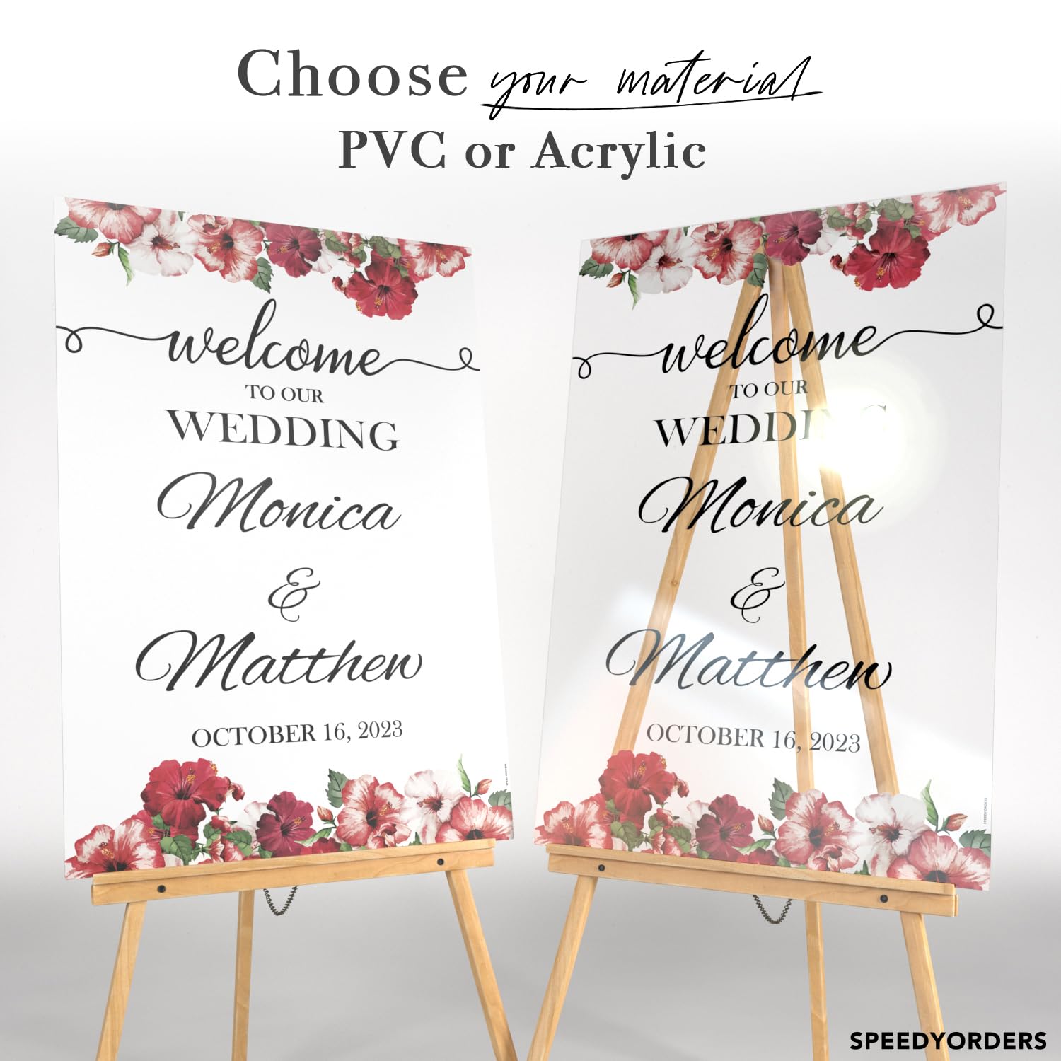 Custom Floral Welcome Wedding Sign - Personalized Acrylic Wedding Reception Banner - 'To Our Wedding' Sign for Bride & Groom (10