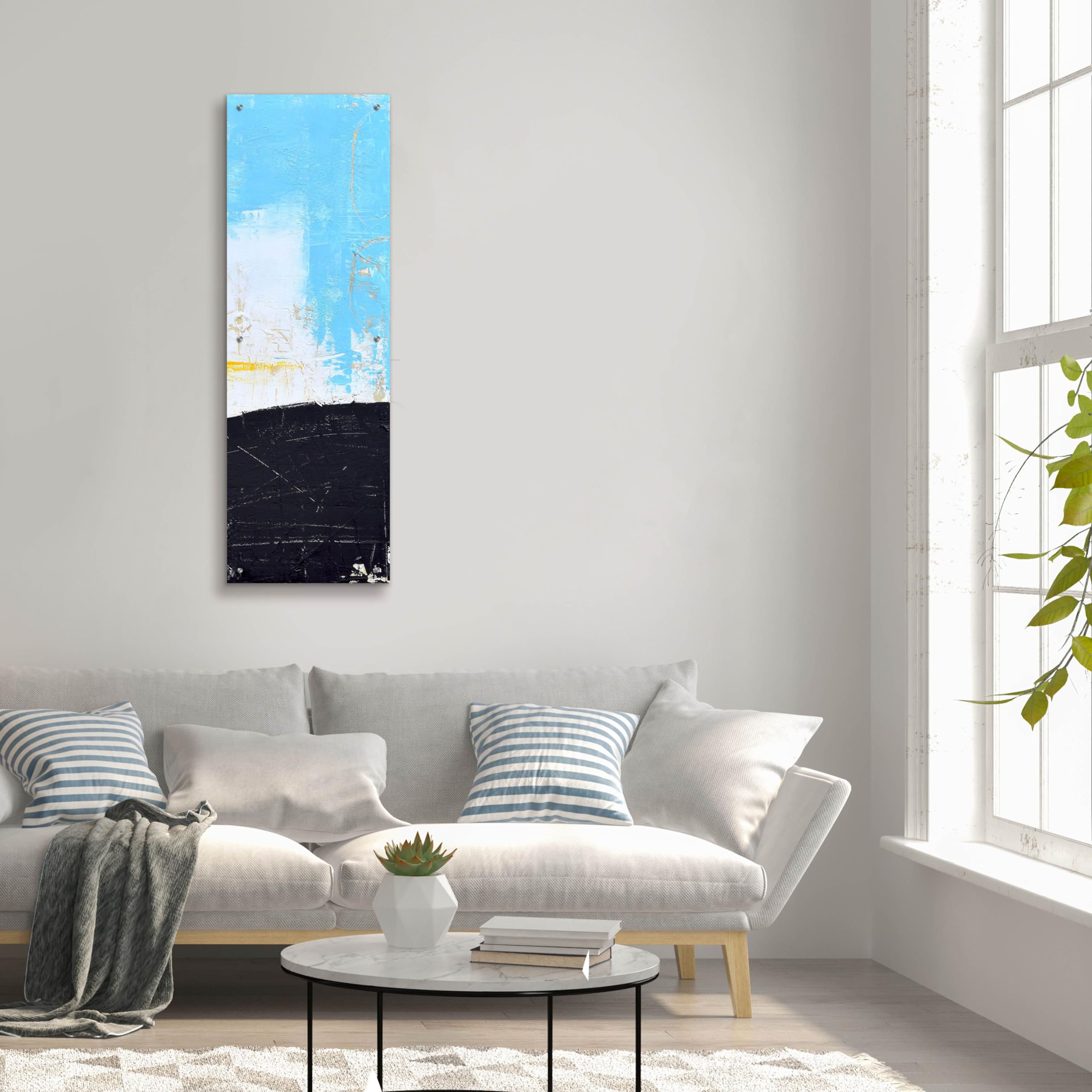 Epic Art 'Distance II' by Erin Ashley - Acrylic Glass Wall Art, 16x48 Inches - Modern Abstract Painting for Living Room, Bedroom & Office Decor