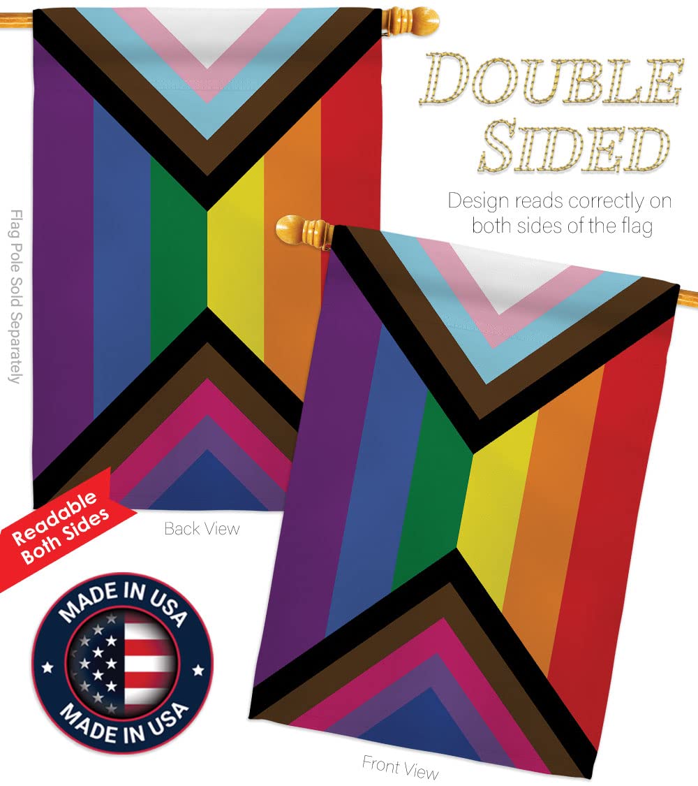 Americana Home & Garden Progress Bisexual Pride Flag - Double-Sided Rainbow LGBT House Banner for Yard, Garden & Wall Decor - Support Gay, Pansexual & Transgender Rights - Made in USA - Perfect for Pride Month, Parades & LGBTQ+ Ally Displays