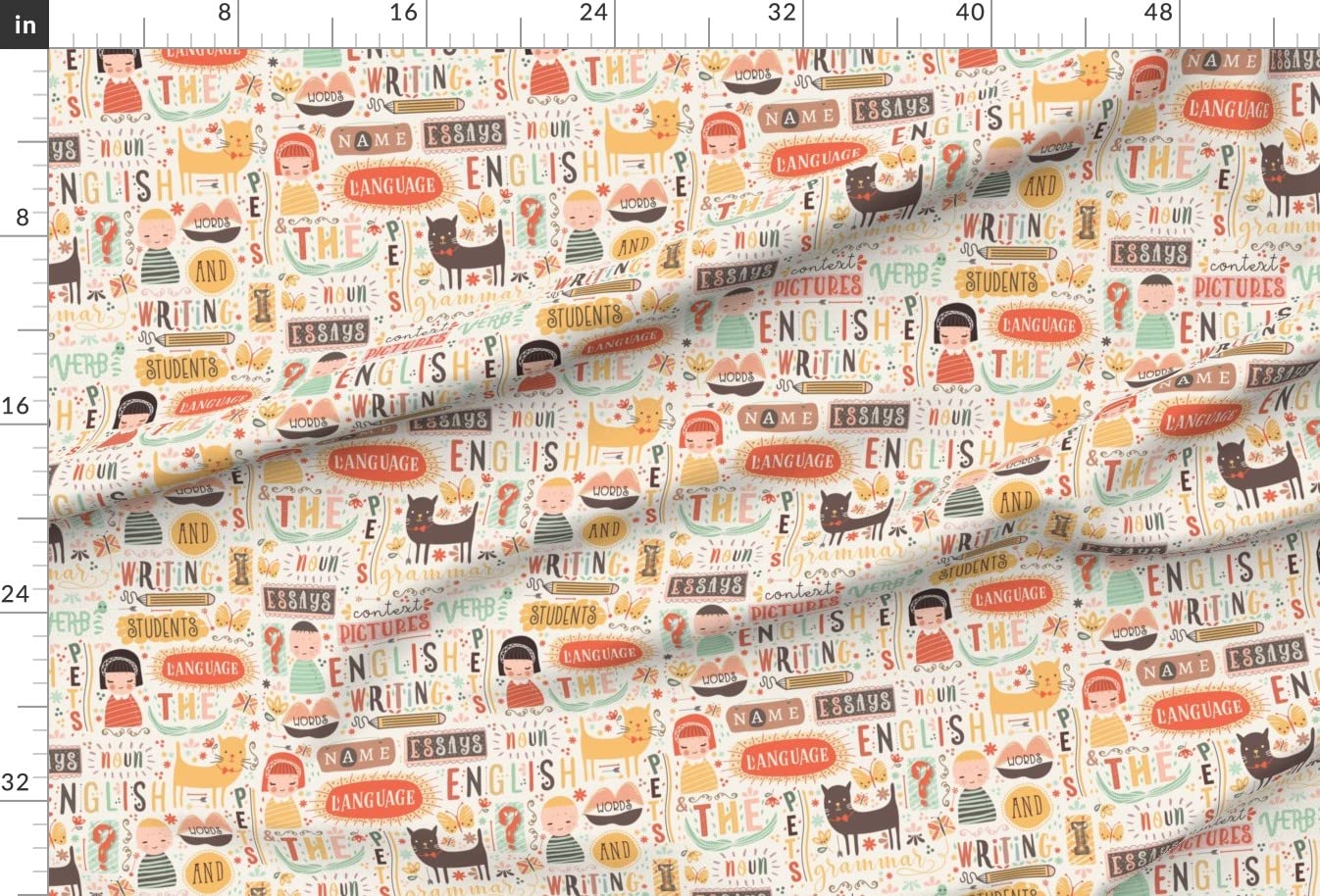 Premium Spoonflower Fabric - English Language School Print on Soft Minky Fabric by The Yard - Perfect for Sewing Baby Blankets, Quilt Backing & Plush Toys - Ideal for Nursery Decor, DIY Projects & Gift Making