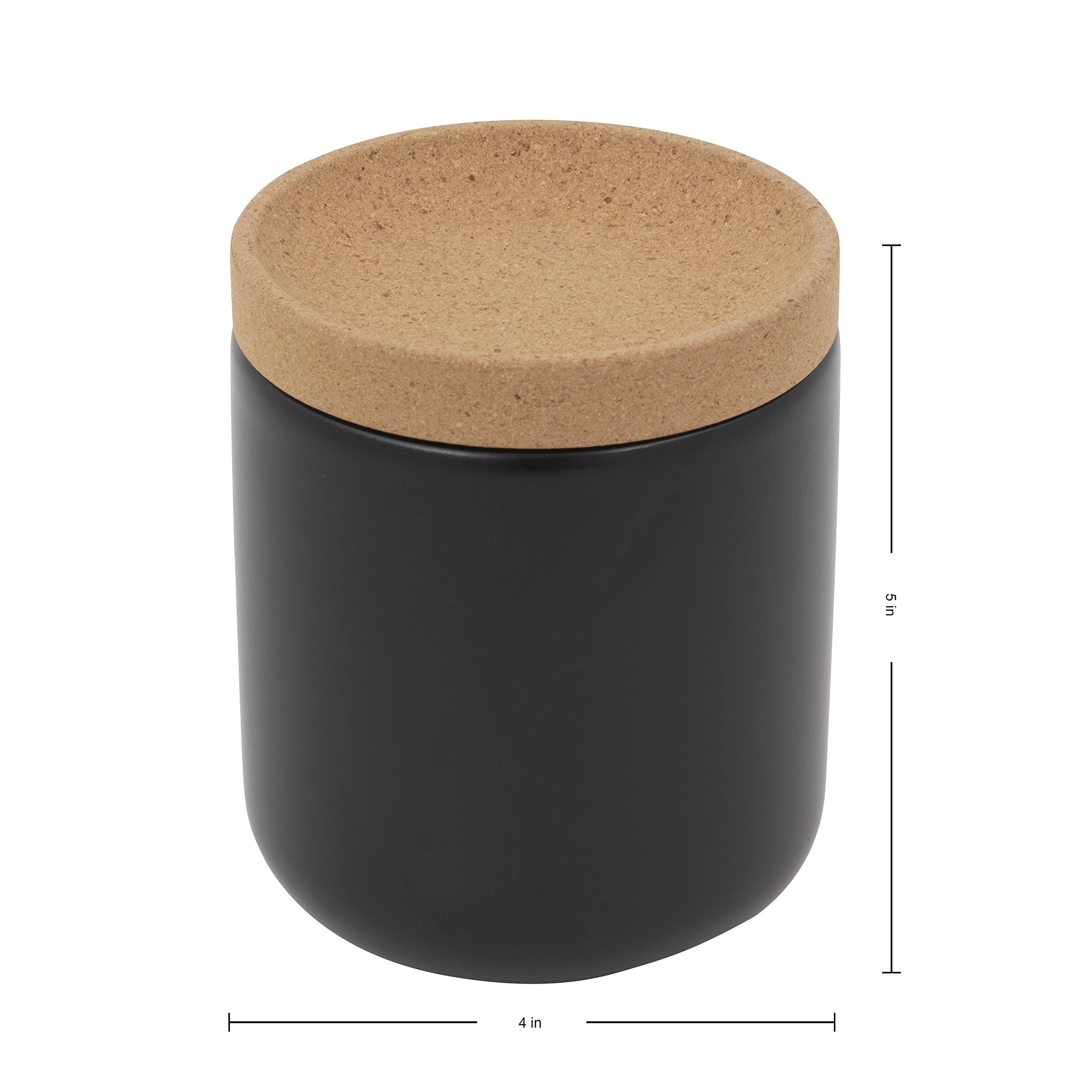 Ceramic & Cork Breathable Garlic Keeper - Stackable Space Saving Design with Natural Cork Lid & Black Ceramic - Perfect for Kitchen Storage, Pantry Organization & Keeping Garlic Fresh Longer