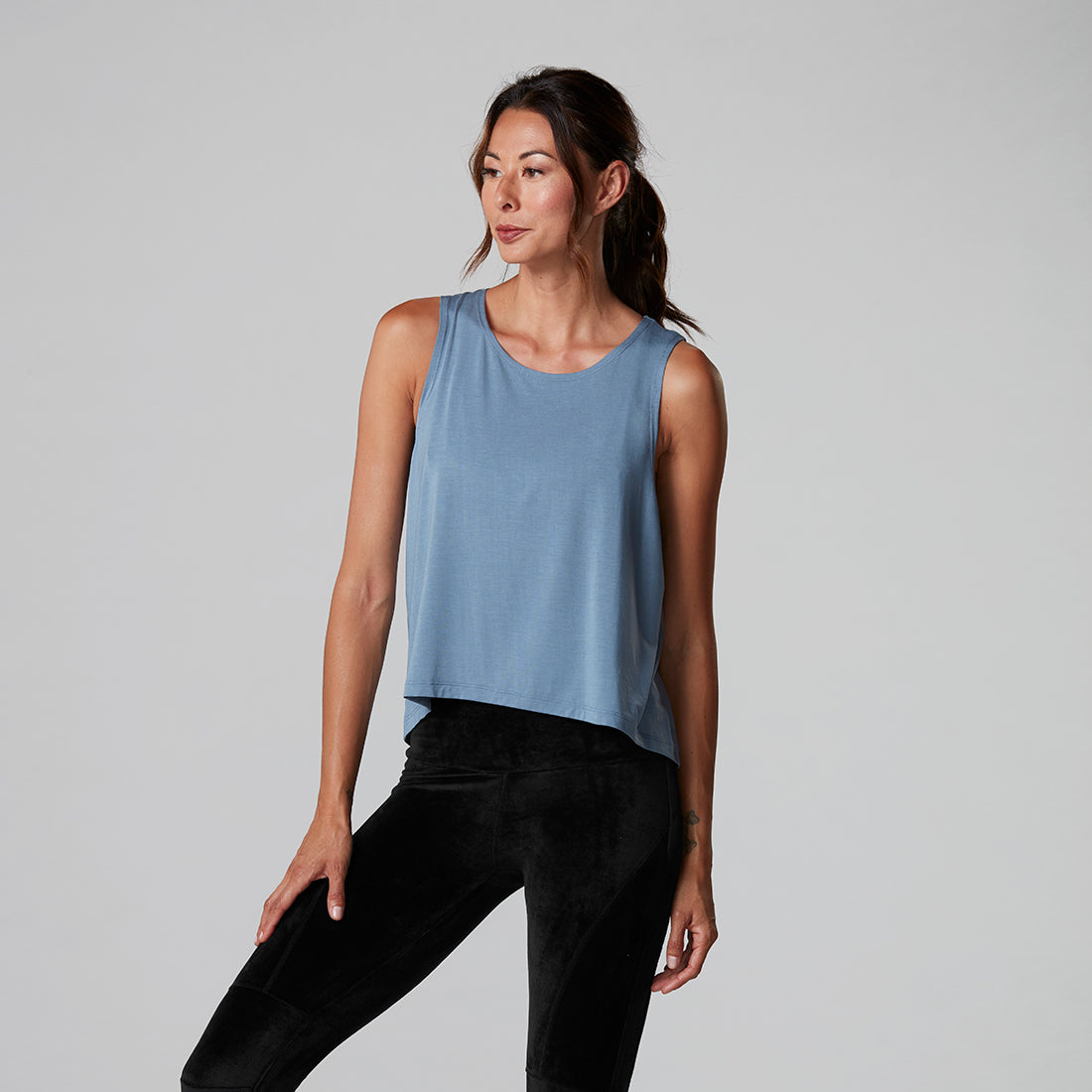 Tavi Noir High Low Tank Top for Women - Stylish Asymmetrical Hem Casual & Party Wear - Perfect for Layering, Workouts, and Night Out