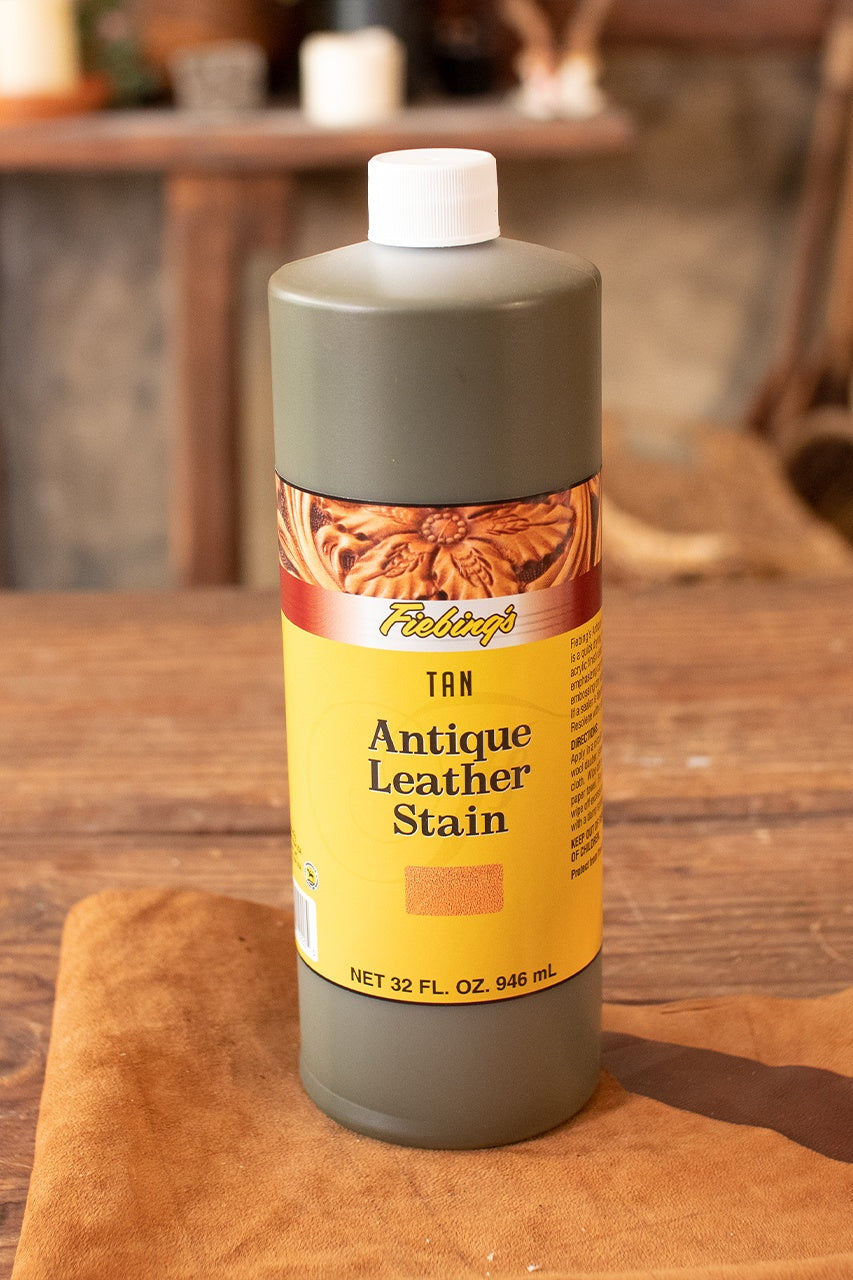 Fiebing's Antique Leather Stain 946 ml - Tan Color for Leather Crafting, DIY Projects & Furniture Restoration | Perfect for Vintage Leather Finishing & Distressed Look