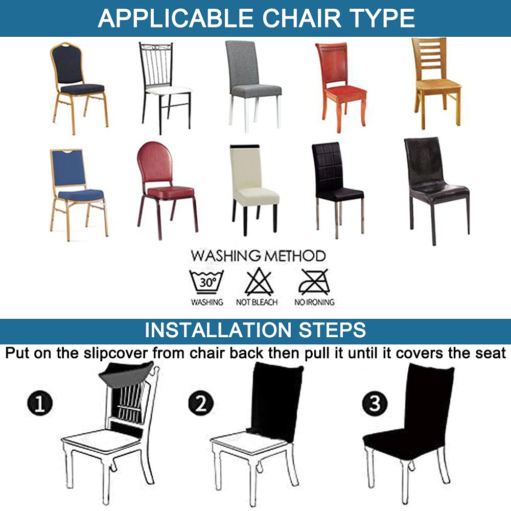 LYGOOH 4-Pack Black PU Leather Dining Chair Covers - Waterproof, Oilproof, Stretchable Slipcovers for Kitchen, Living Room & Office Chairs - Easy to Clean & Decorative Seat Protectors