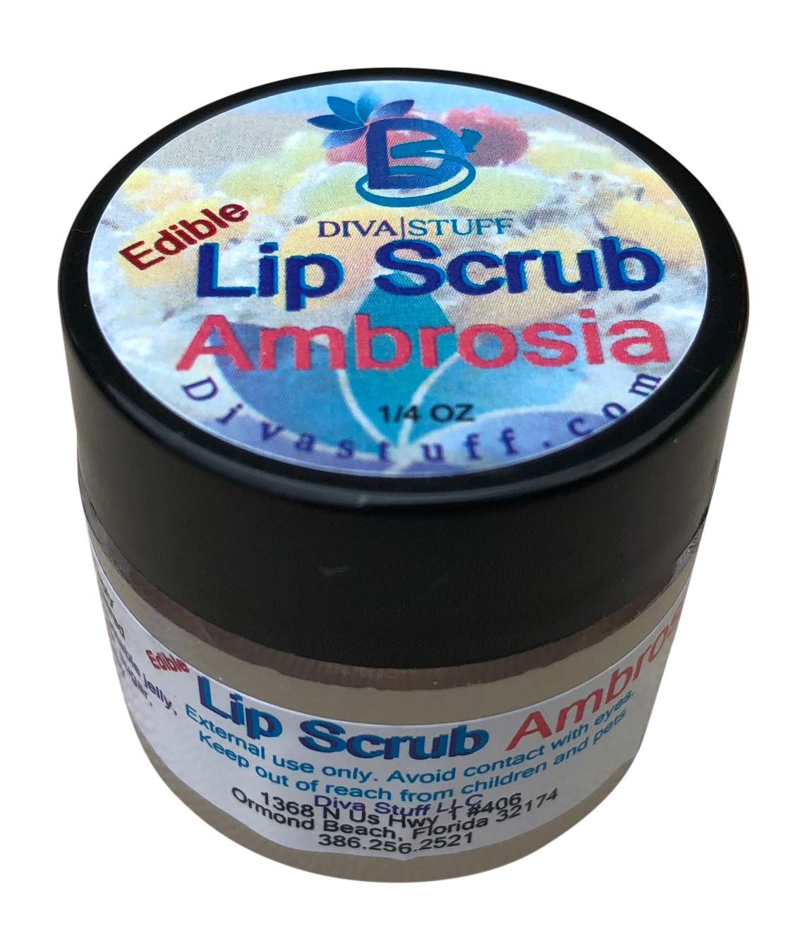 Diva Stuff Ultra Hydrating Lip Scrub - Gentle Exfoliator & Moisturizer for Soft Lips, Coconut Ambrosia Flavor, ¼ oz | Made in USA | Perfect for Dry Lips & Nighttime Lip Care Routine