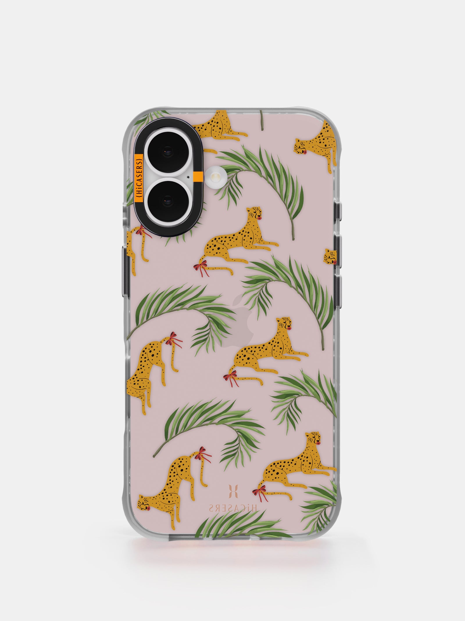 Cheetah and Leaves Pattern Iridescent Phone Case - Pink | Stylish Protective Cover for iPhone & Samsung | Perfect for Everyday Use, Travel & Fashion Accessories
