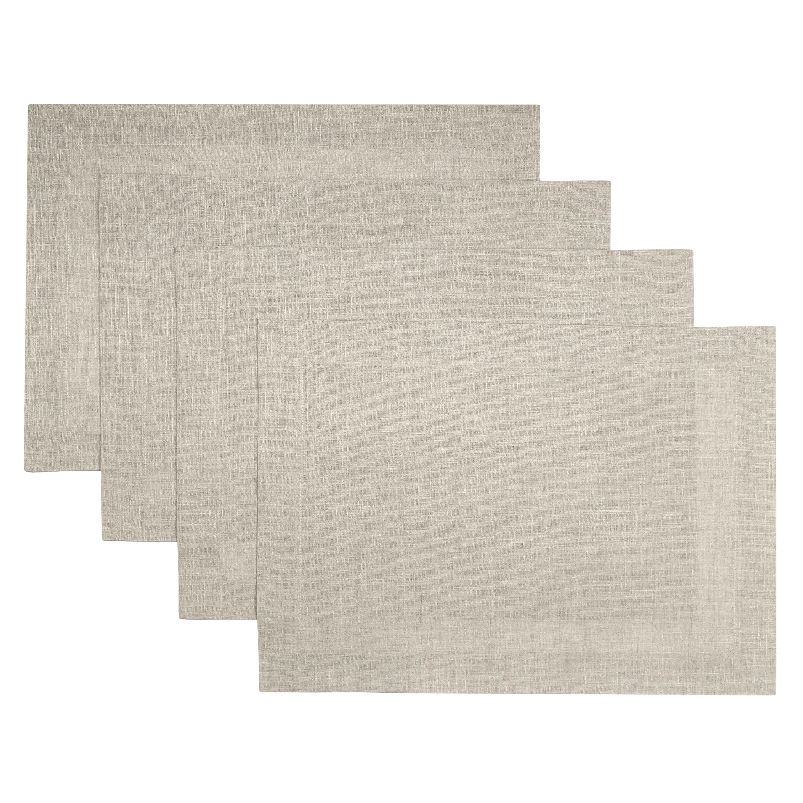 D'Moksha Homes 100% Pure Linen Placemats Set of 4 - Natural 14x19 Inch Washable Table Mats for Dining, Easter Decor & Everyday Use