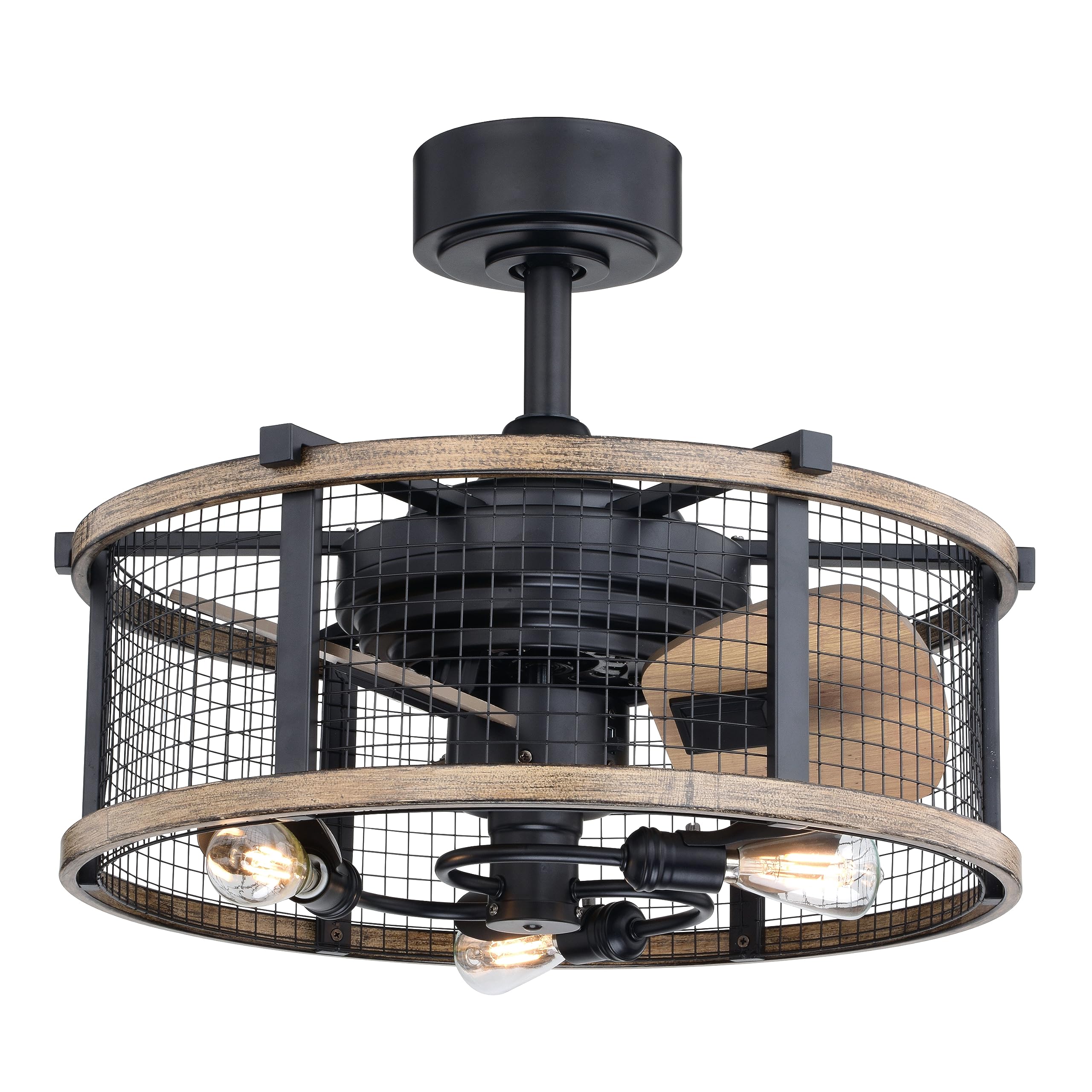 VAXCEL Humboldt 21 Inch Industrial Farmhouse Ceiling Fan with LED Light - Remote Control, Bronze Finish, Steel Construction - Indoor/Outdoor Use - Perfect for Patio, Barn, Workshop & Living Room - Bulbs Included