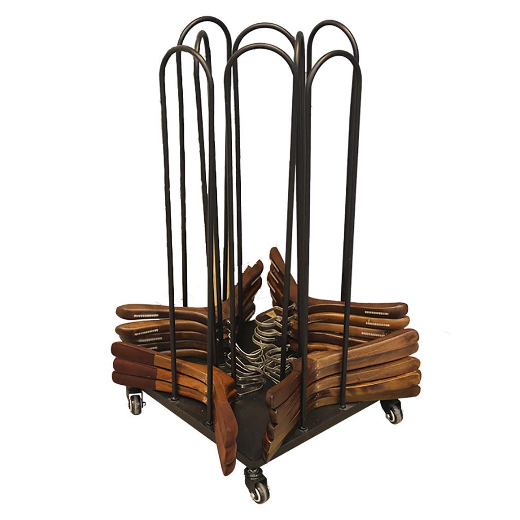 Wheeled Hanger Stacker Stand with 4 Casters - Heavy Duty Wooden Hanger Organizer Holds 150 Hangers - Space Saving Closet Storage Solution for Bedroom, Laundry Room & Retail Stores