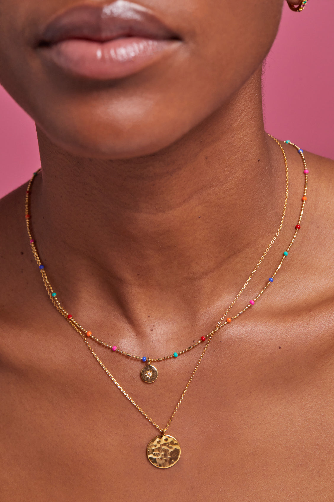 CZ Pendant Rainbow Beaded Necklace for Women - Colorful Bohemian Beaded Jewelry - Perfect for Festivals, Parties & Everyday Wear
