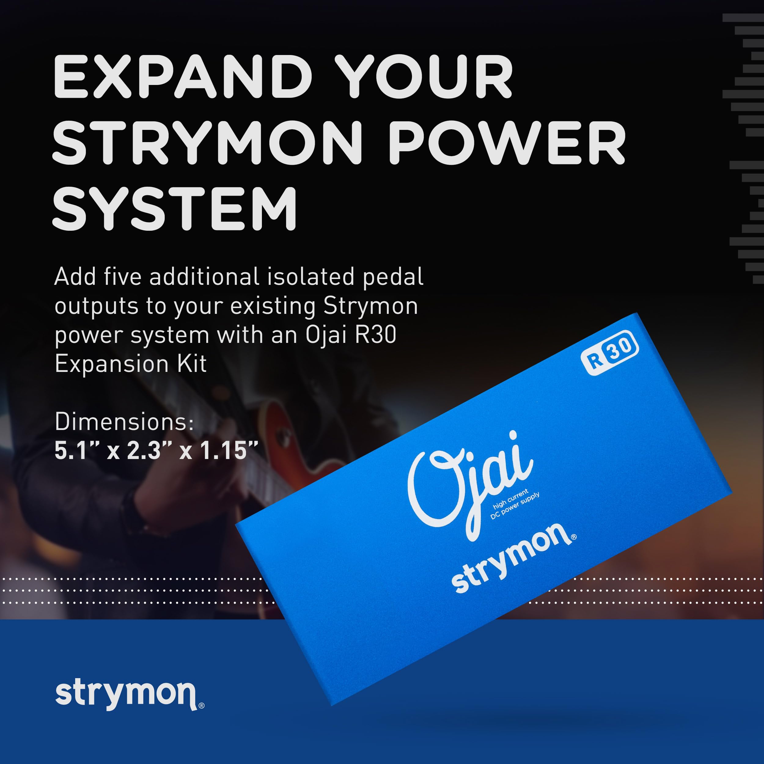 Strymon Ojai R30 High Current Guitar Pedal Power Supply Expansion Kit - 9V/12V/18V Compatible for Effects Pedals - 5 Outputs x 500mA Each - Perfect for Pedalboard Power & Professional Guitar Rigs