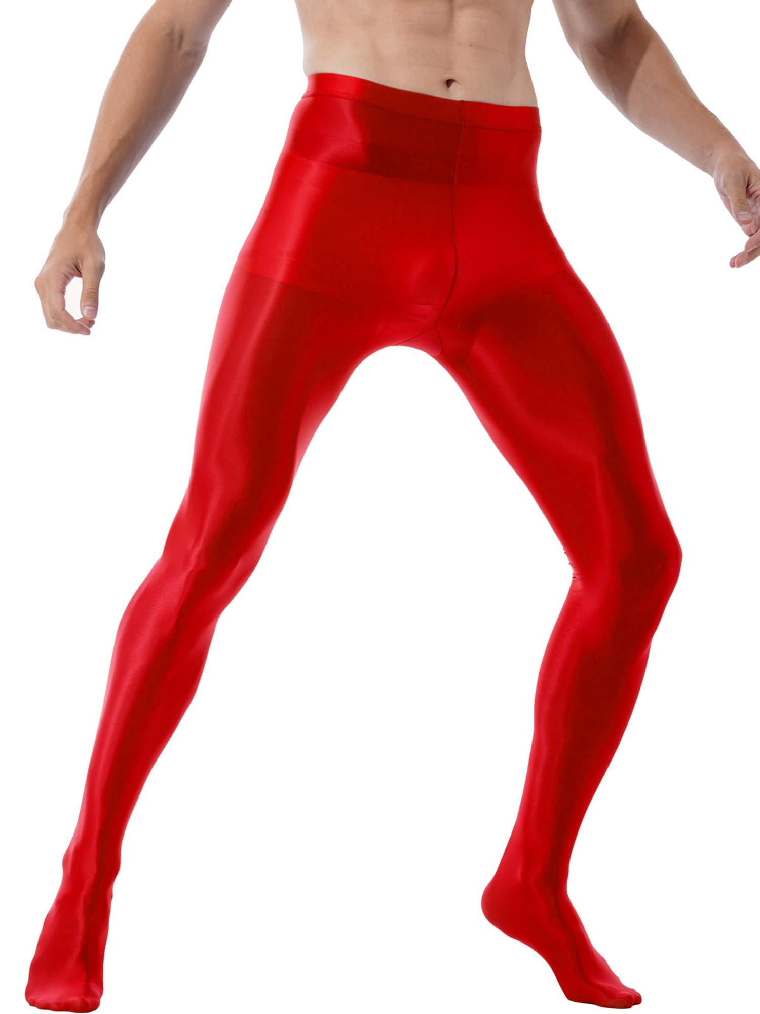 iiniim Men's Ultra Shiny Oil Glossy Pantyhose - High Elastic Opaque Tights & Stockings for Sexy Legwear | Perfect for Cosplay, Nightlife & Fashion Outfits