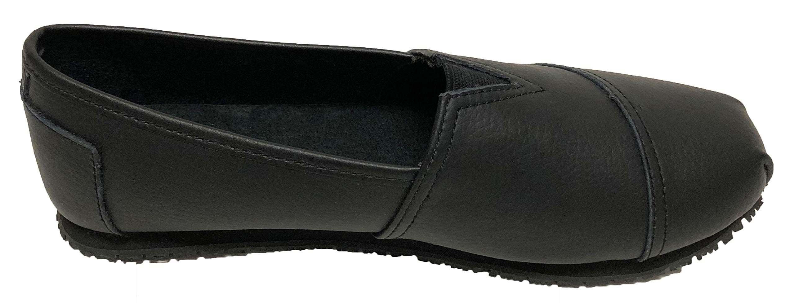 Tanleewa Townforst Women's Slip-Resistant Oil-Resistant Non-Slip Work Shoes - Black Leather Slip-On Flats Size 9 - Comfortable & Durable for Nurses, Chefs & Restaurant Workers