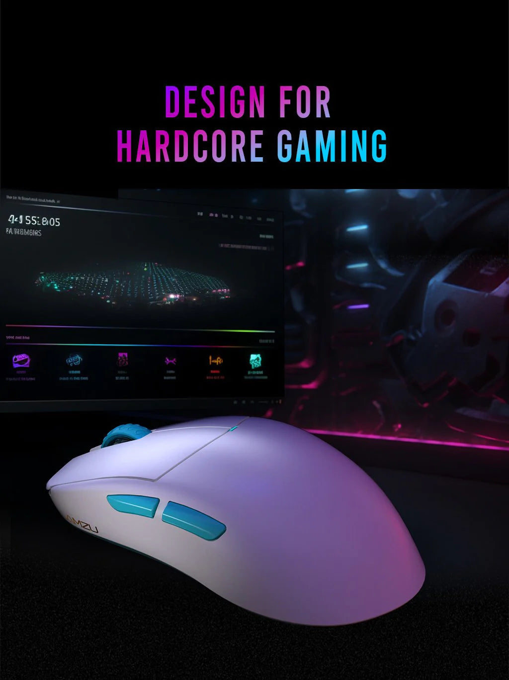 Lamzu Atlantis Mini Pro Wireless Gaming Mouse - 4K Compatible, Lightweight, Ergonomic Design for FPS & MOBA Games - Polar White - Perfect for Esports & Competitive Gaming