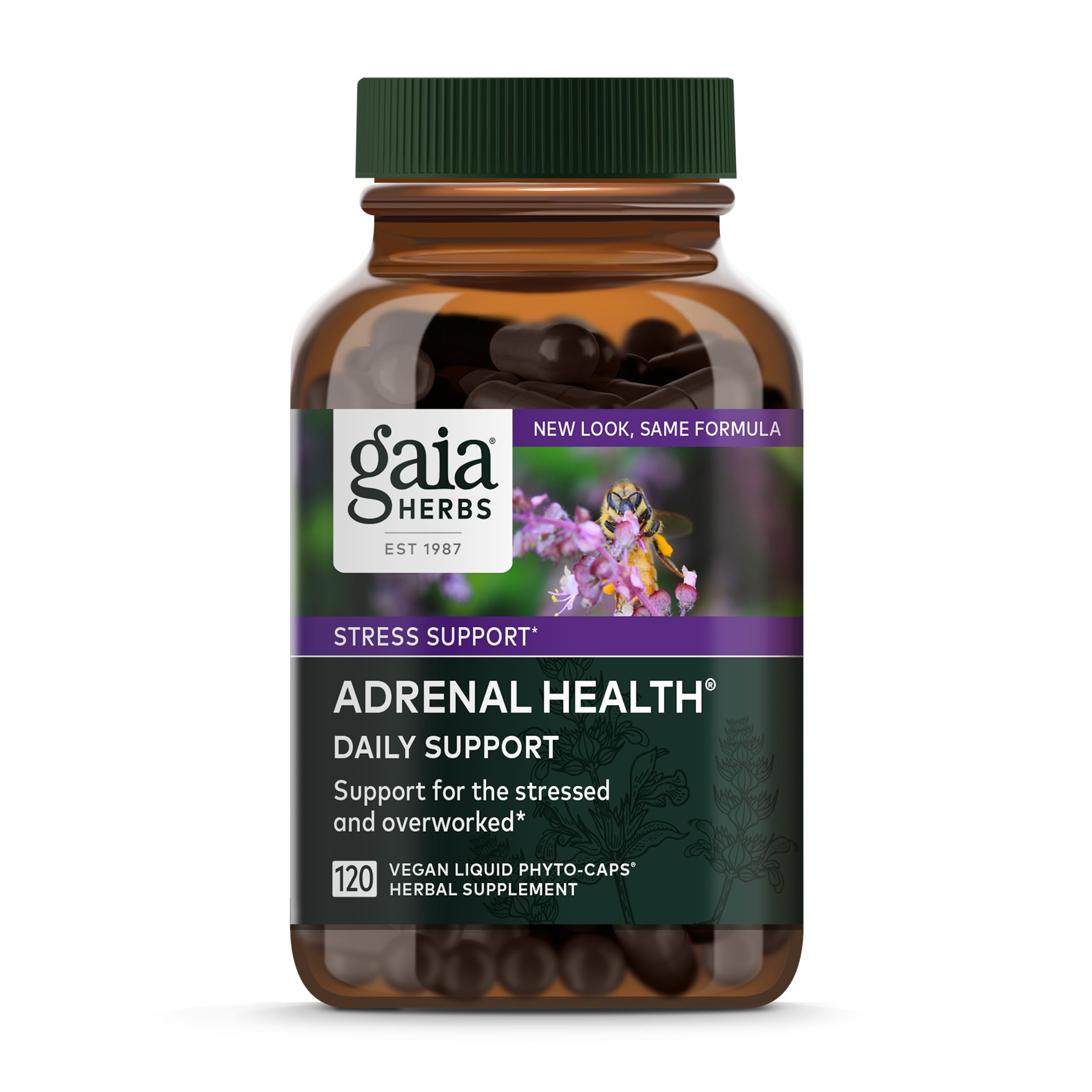 Gaia Herbs Adrenal Health Daily Support Supplement with Ashwagandha, Holy Basil & Schisandra - 120 Liquid Phyto-Capsules for Energy & Stress Relief - Supports Healthy Cortisol Levels & Vitality - Perfect for Busy Professionals & Stressful Lifestyles