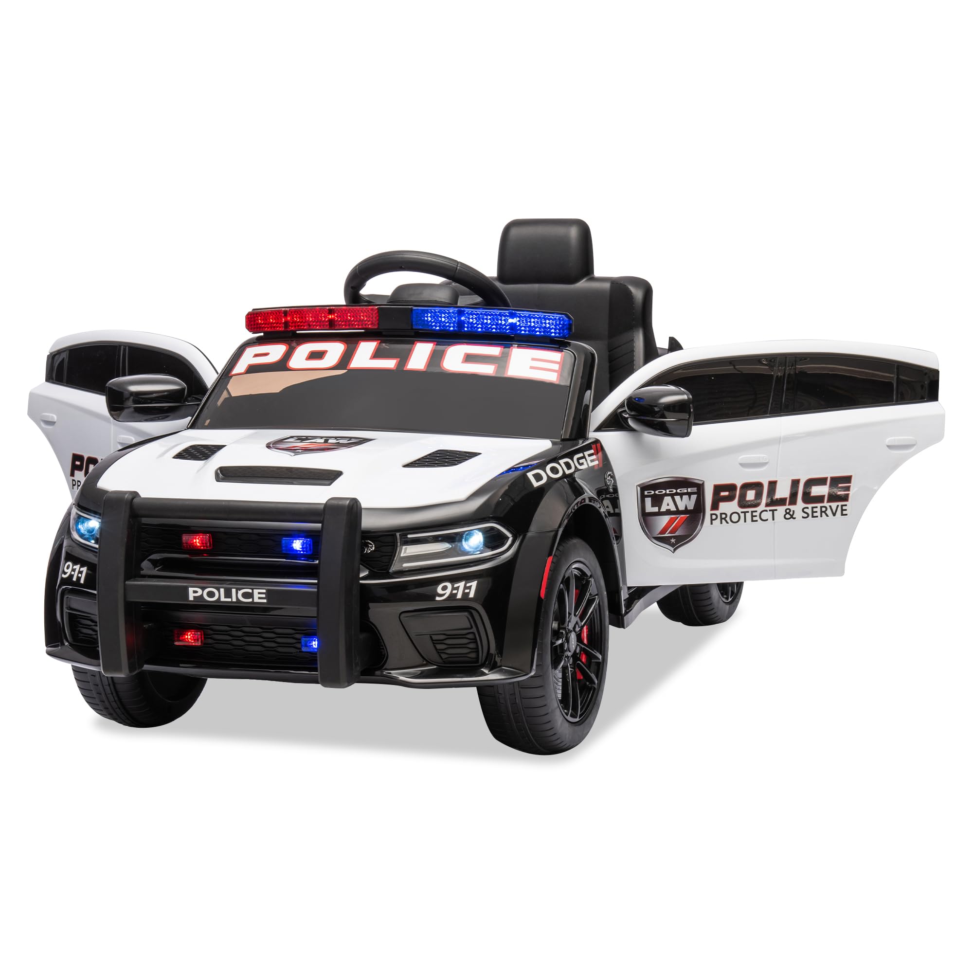 12V Kids Electric Police SWAT Ride-On Car - Licensed Dodge Vehicle for Boys & Girls Ages 3-8 | Parent Remote Control, 4 Wheels, LED Lights, USB Music & 3 Speeds | Perfect for Outdoor Play, Birthday Gifts & Pretend Police Adventures (White)