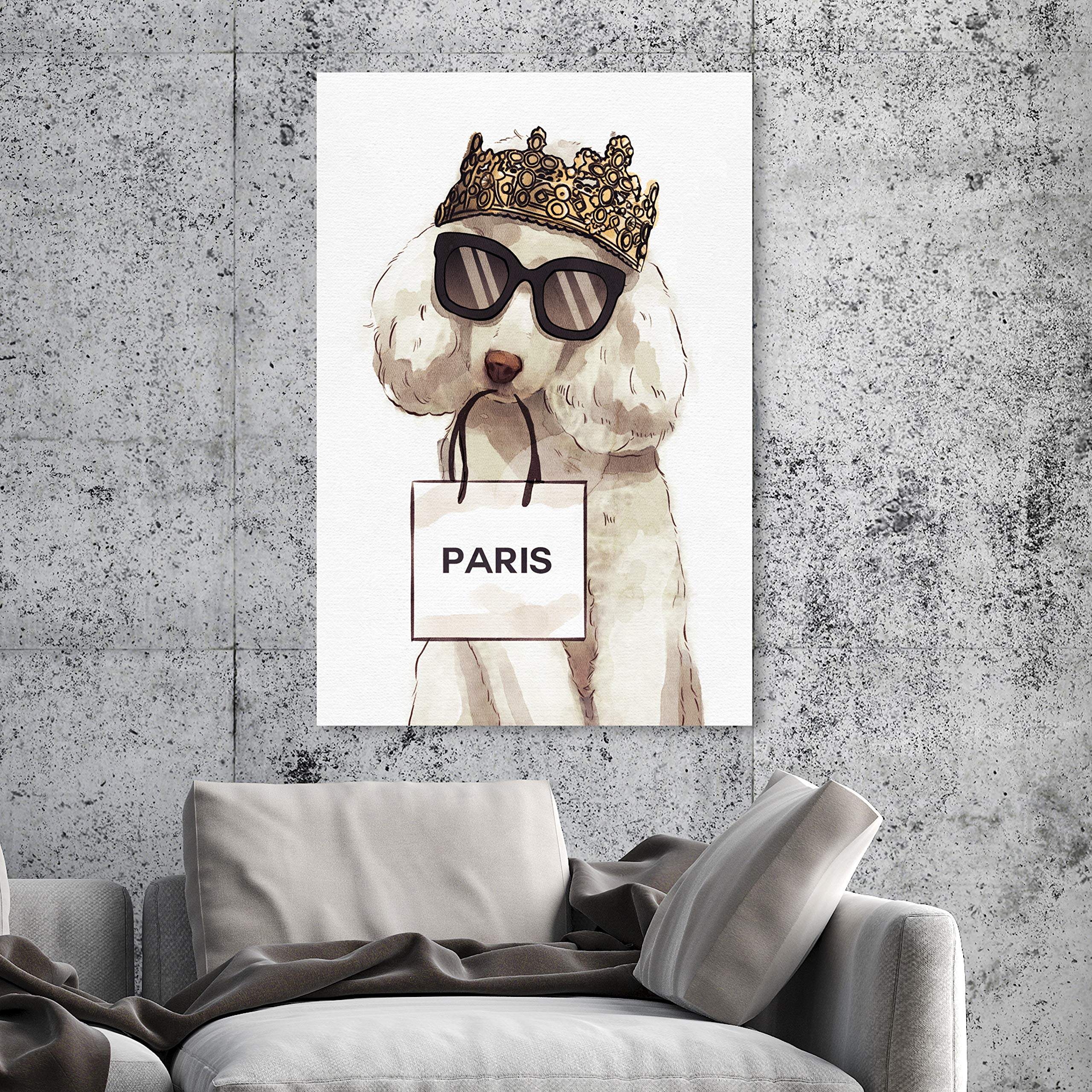 Regal Poodle Wall Art Canvas Print - 24x36 Inch Gold & White Animal Home Decor by Oliver Gal Artist Co. | Perfect for Living Room, Bedroom & Office Decorations