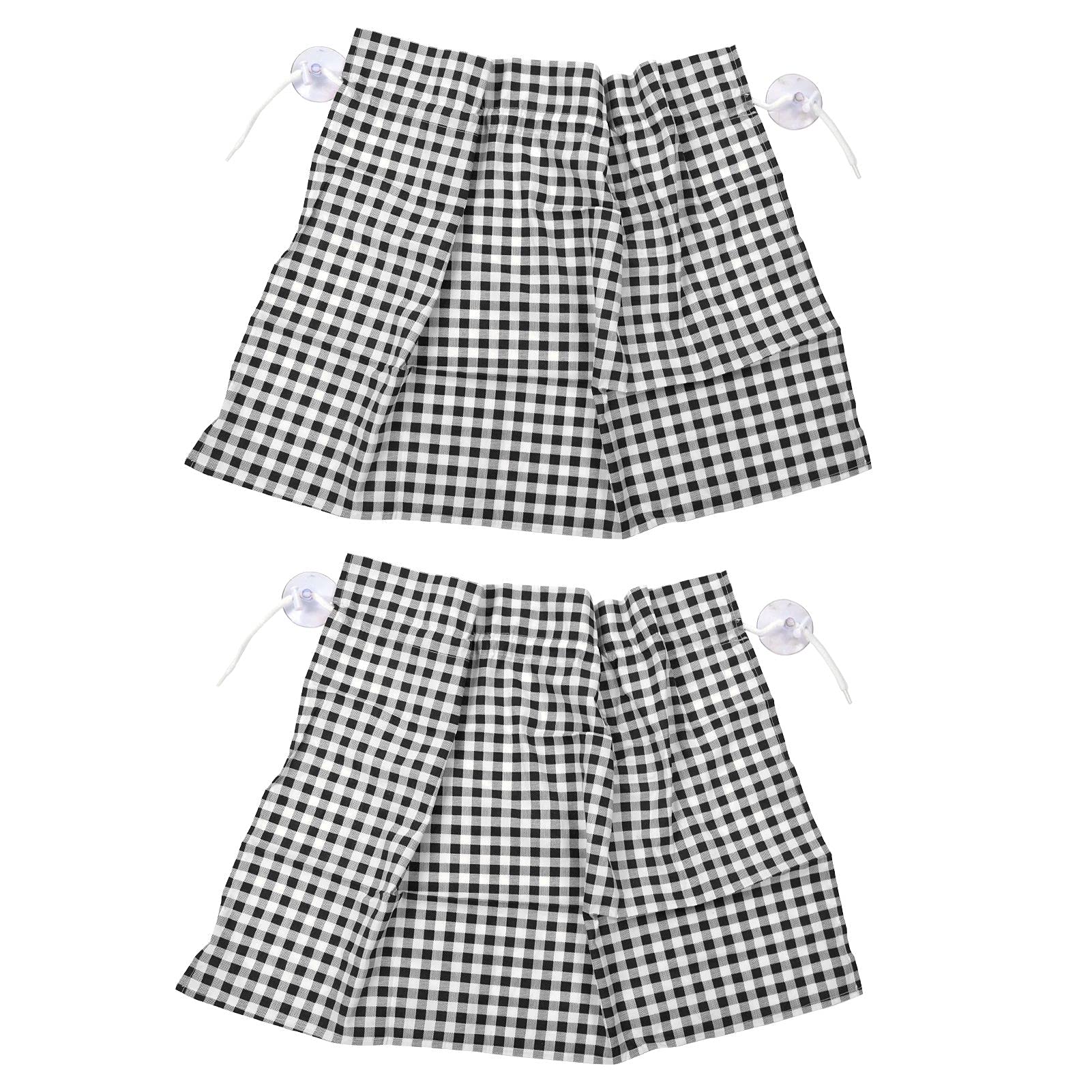 01 02 015 Black Plaid Car Window Shades - 2 Pack Car Window Curtains with 4 Suction Cups for Van & SUV - Sun Protection & Privacy for Road Trips & Camping