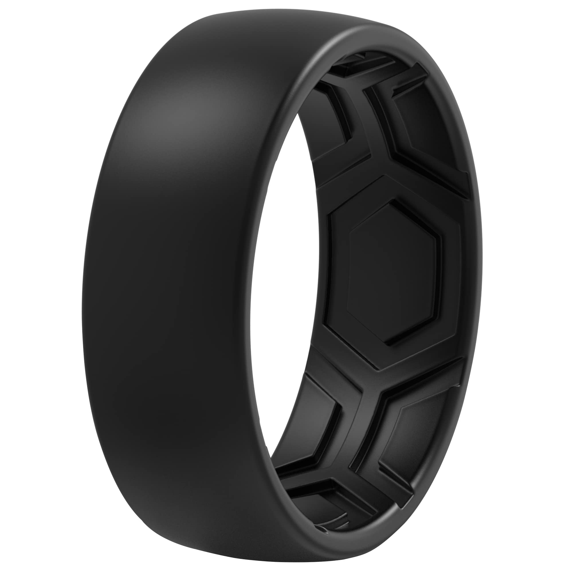 ThunderFit Silicone Wedding Bands for Men - Breathable Textured Design Comfort Ring Set (1/4/7 Pack) - 8mm Wide 2.5mm Thick Durable Gym Workout Ring - Perfect for Active Lifestyle, Sports & Outdoor Adventures