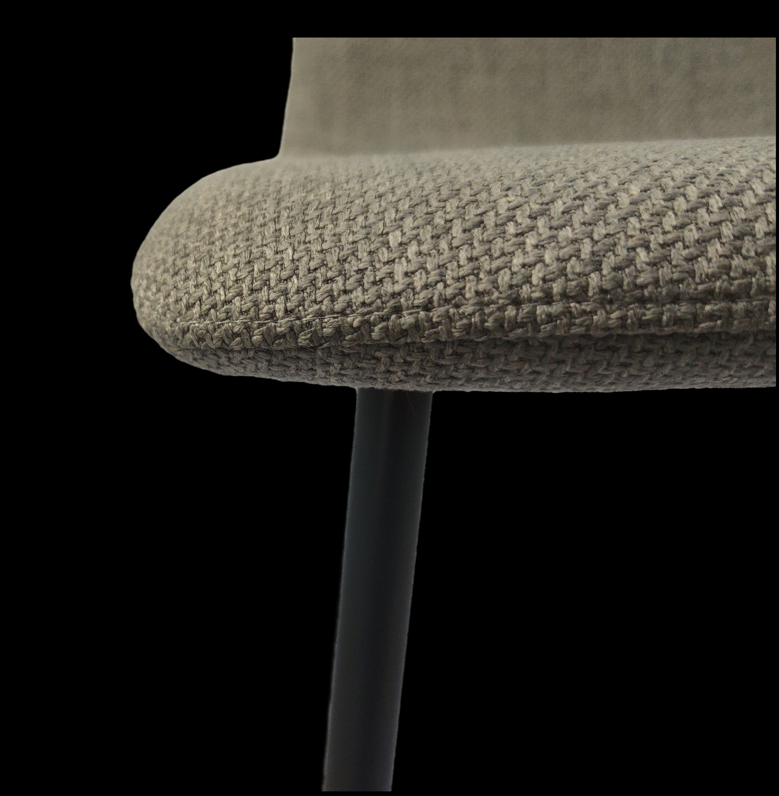 Modern Upholstered Dining Chairs Set of 4 - Grey Linen Cushion with Sturdy Black Metal Legs for Kitchen, Dining Room & Breakfast Nook - Comfortable & Stylish Seating for Family Meals, Entertaining & Small Spaces