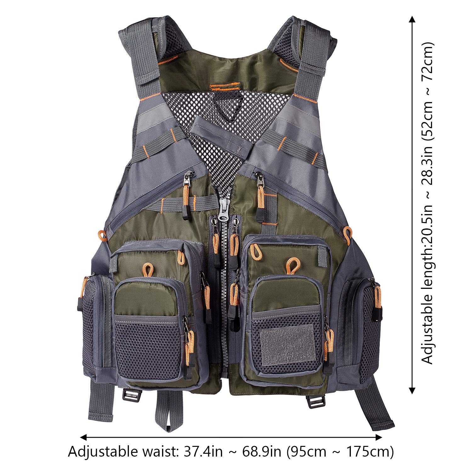 BASSDASH Adjustable Fishing Vest for Men & Women - Lightweight & Breathable for Fly Fishing, Bass Fishing & Outdoor Activities - Perfect for Hiking, Camping & Water Sports