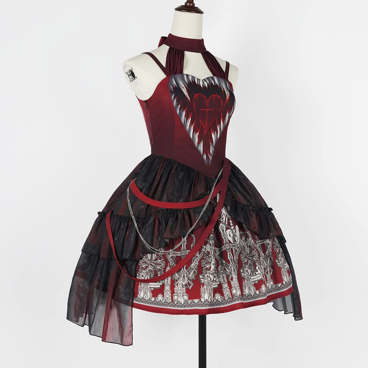 Elegant Women's Halloween Masquerade Party Dress with Lace & Flounce Details - Perfect for Costume Parties, Evening Events & Themed Gatherings