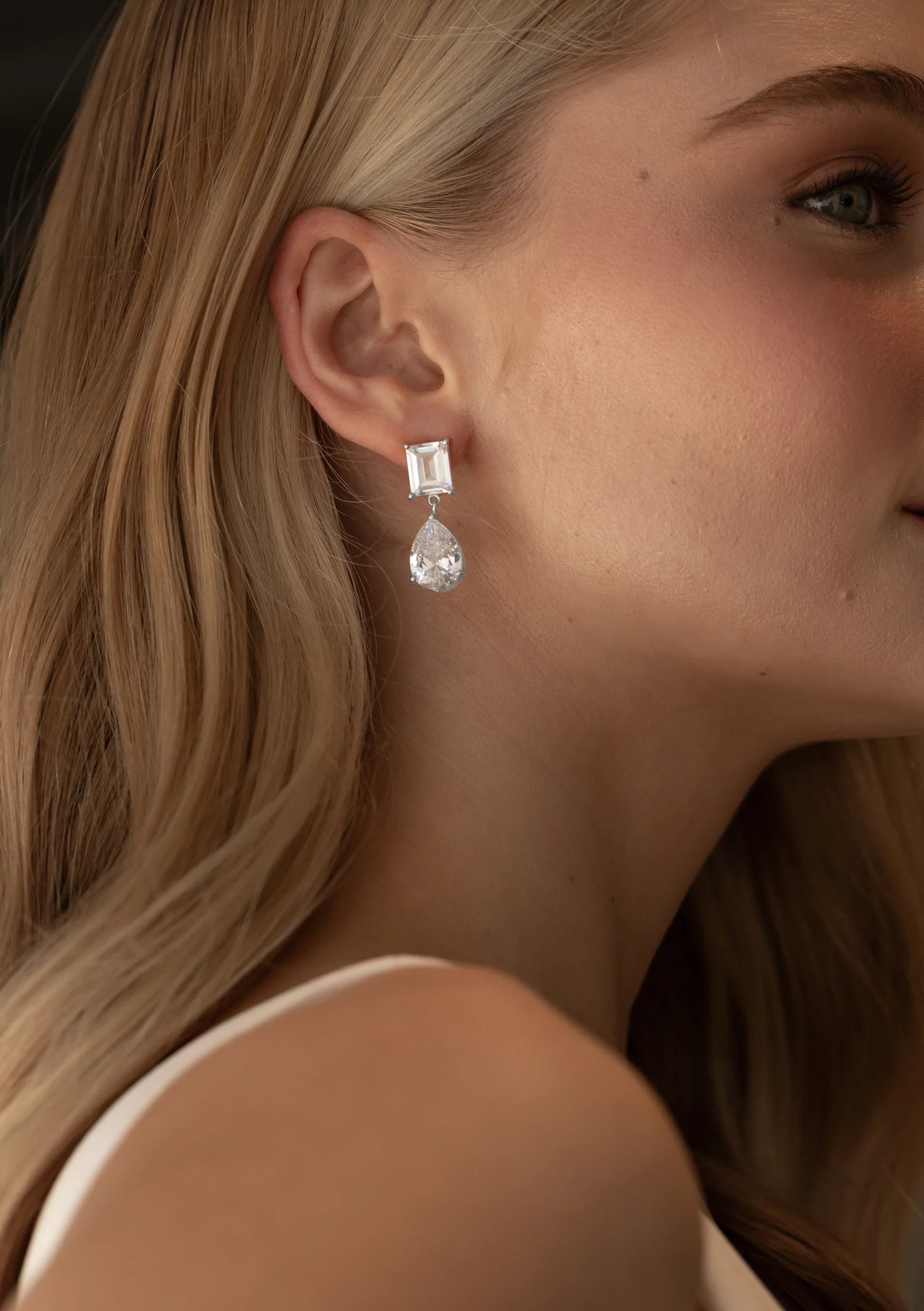 Lola Knight Sol Crystal Bridal Drop Earrings - Sterling Silver Wedding Jewelry for Brides, Bridesmaids & Formal Occasions