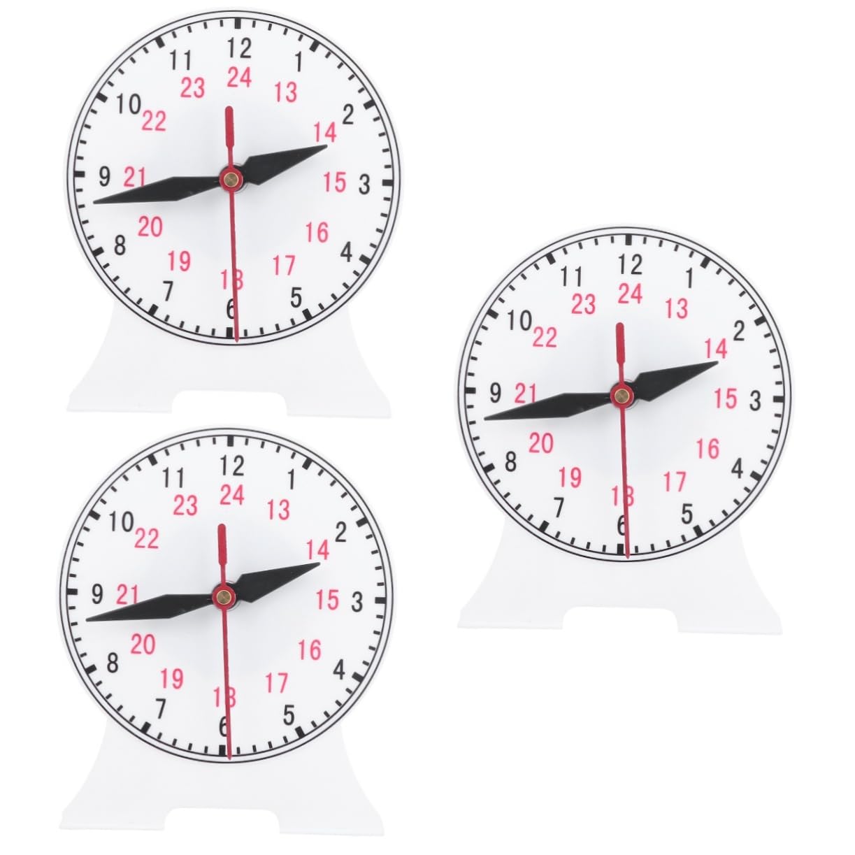 3-Piece Non-Ticking Clock Model Set - Educational Time Telling Toy for Kids, Primary School Teaching Aid, Plastic Puzzle Clock for Classroom & Home Learning - Perfect for Montessori, Homeschooling & Playdough Activities