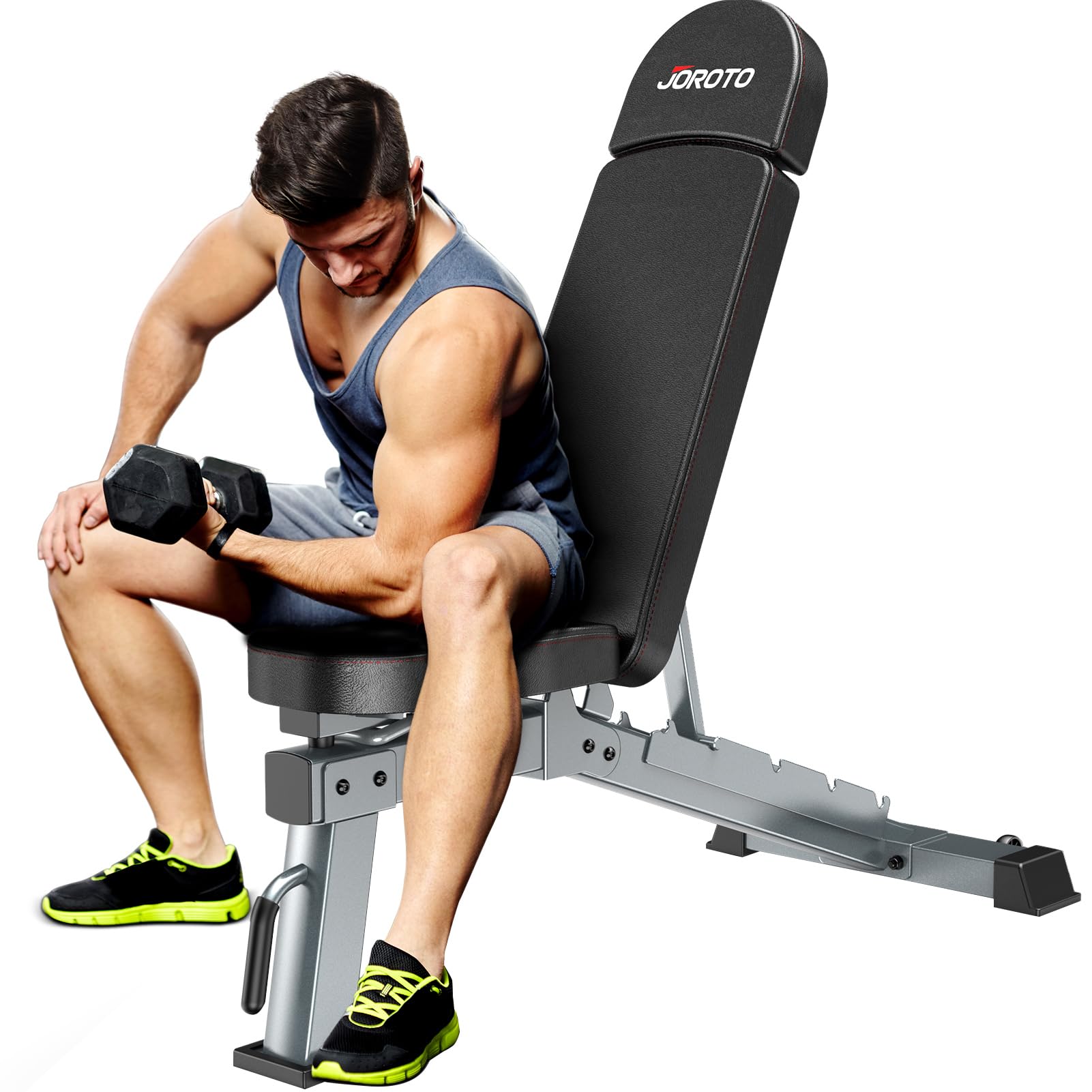 JOROTO Adjustable Weight Bench for Home Gym - Foldable Workout Bench Press for Strength Training, Full Body Exercise (Incline, Decline, Flat) - Perfect for Home Fitness & Small Space Workouts